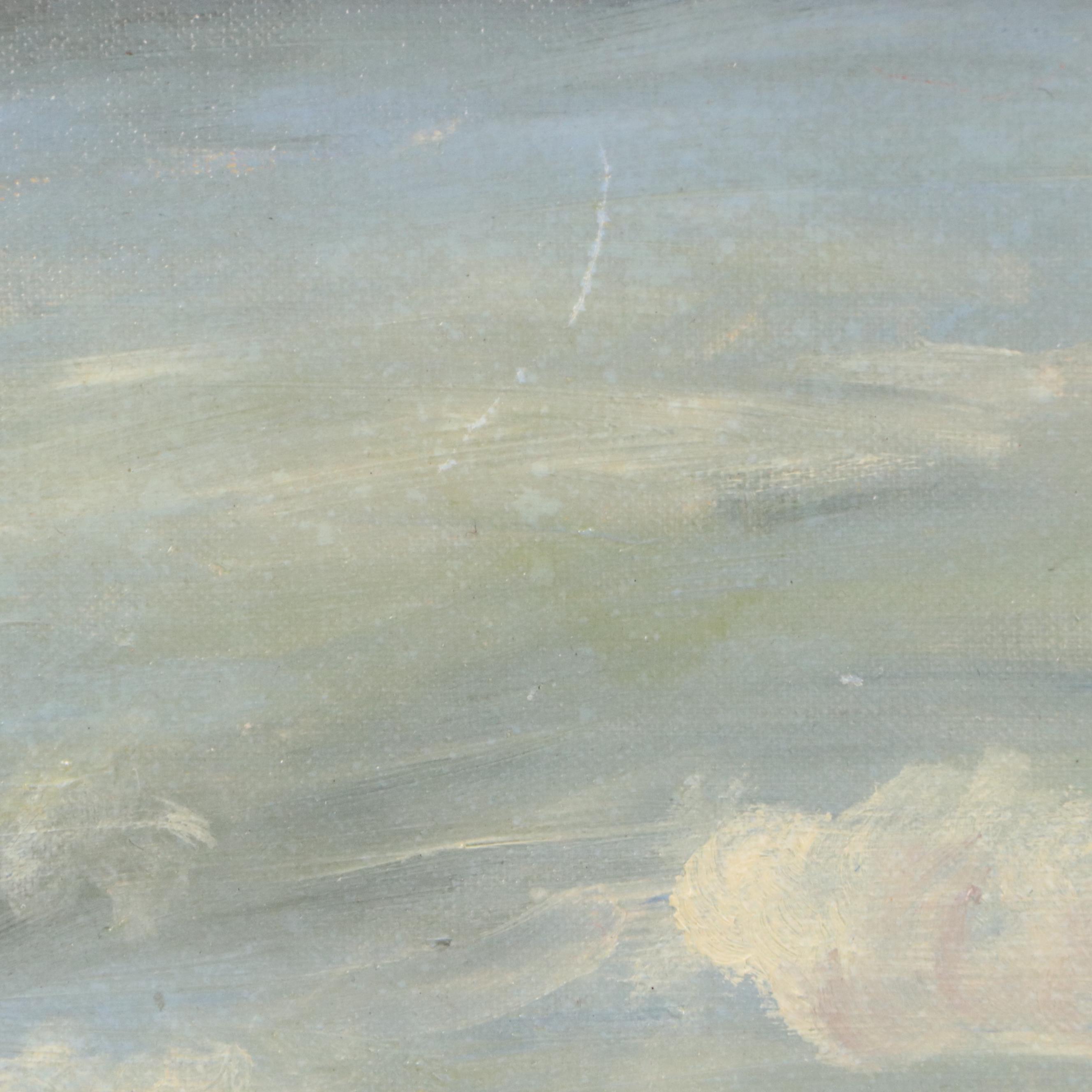 K. Wubbens Folk Art Winter Landscape Impasto Oil Painting, 1962