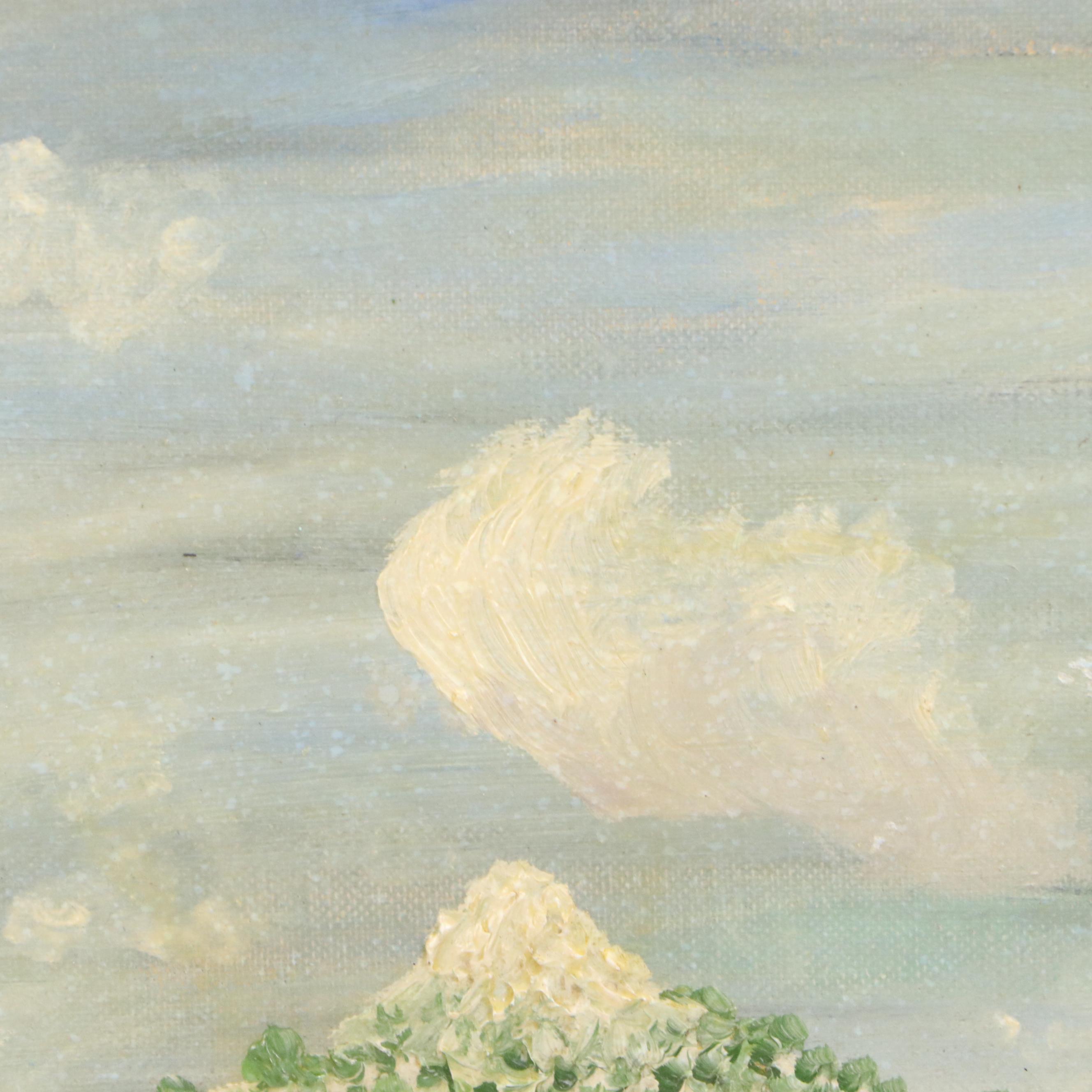 K. Wubbens Folk Art Winter Landscape Impasto Oil Painting, 1962