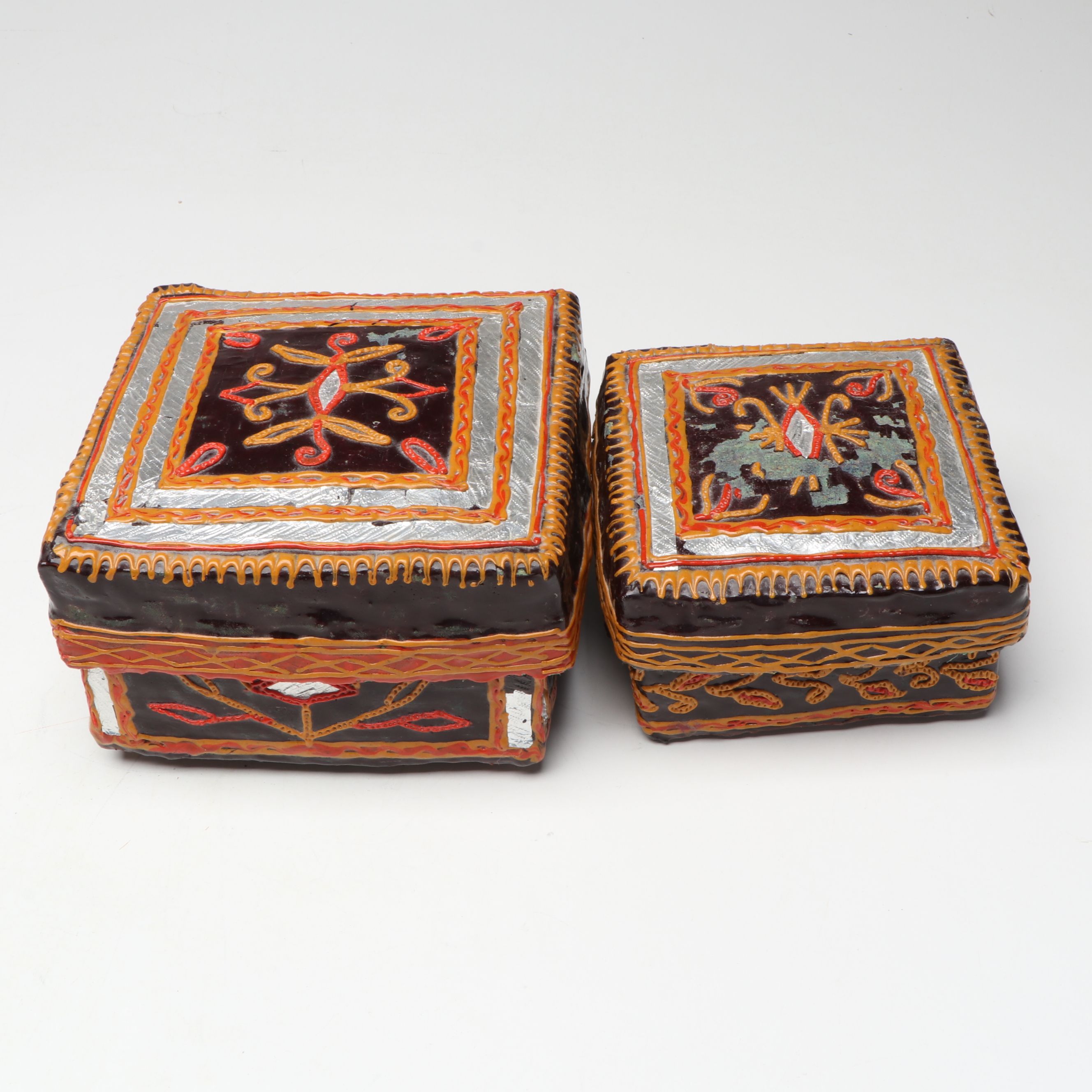 Kashmiri Gilt Papier-Mâché Box with Arabic Dallah Coffee Pot and Other Décor