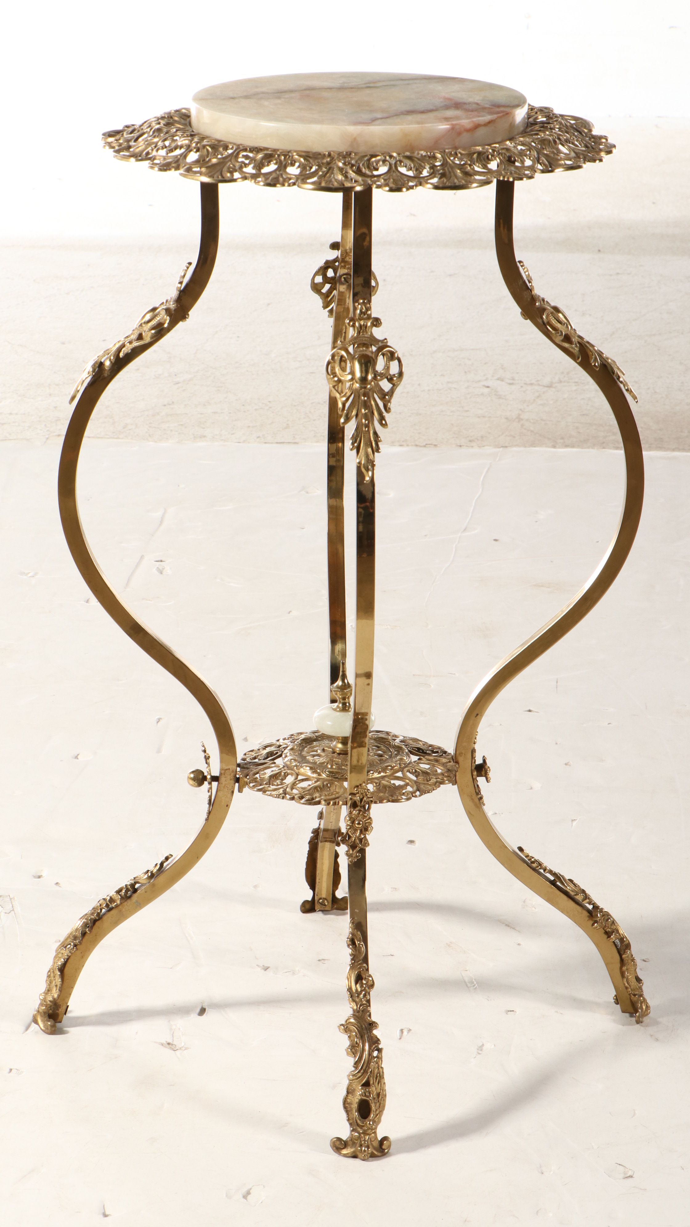 Hollywood Regency  Style Gilt Metal and Marble Pedestal, Mid-20th Century