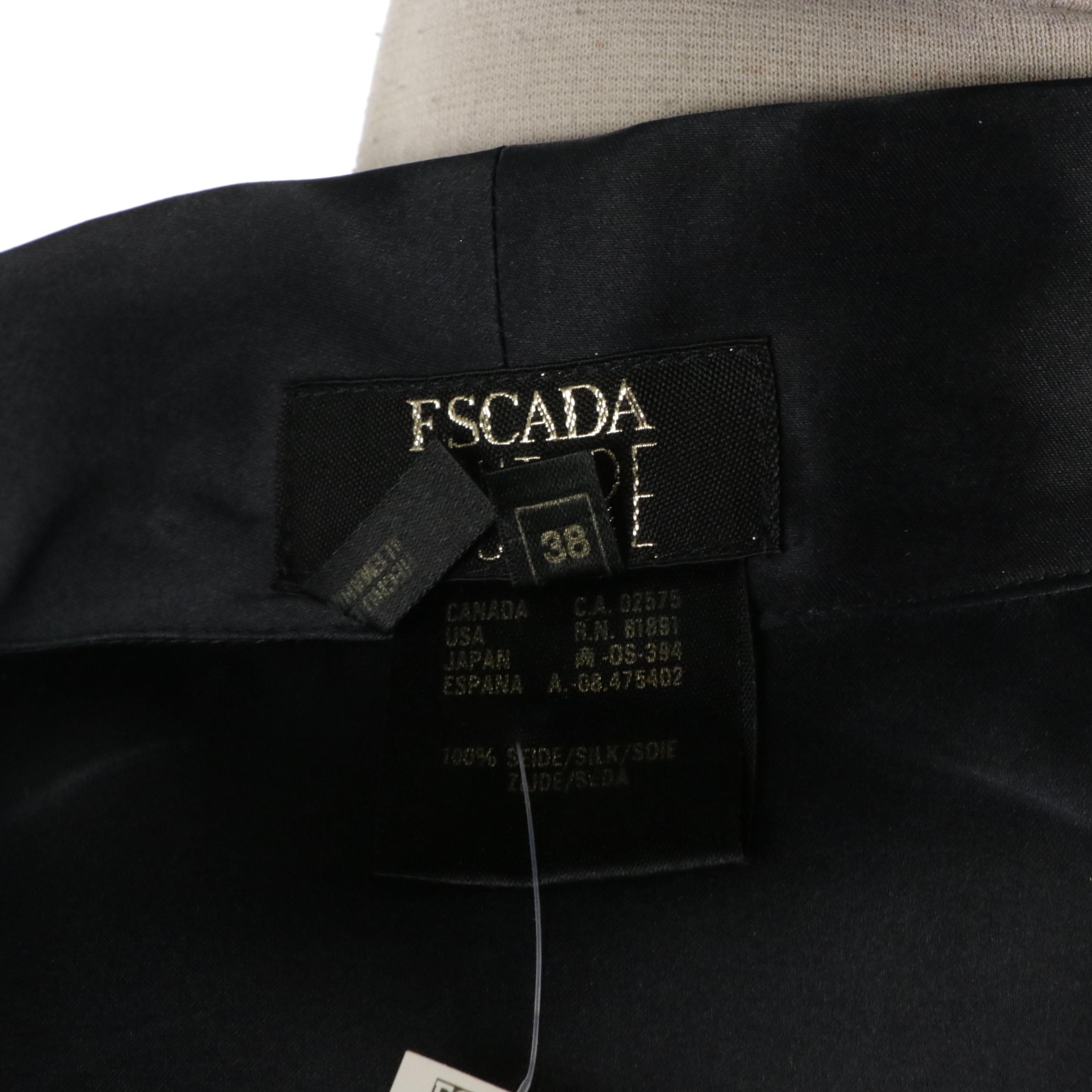 Escada White Silk Lace Blouse, Black Lace Skirt and Black Silk 4 Piece Skirt Set