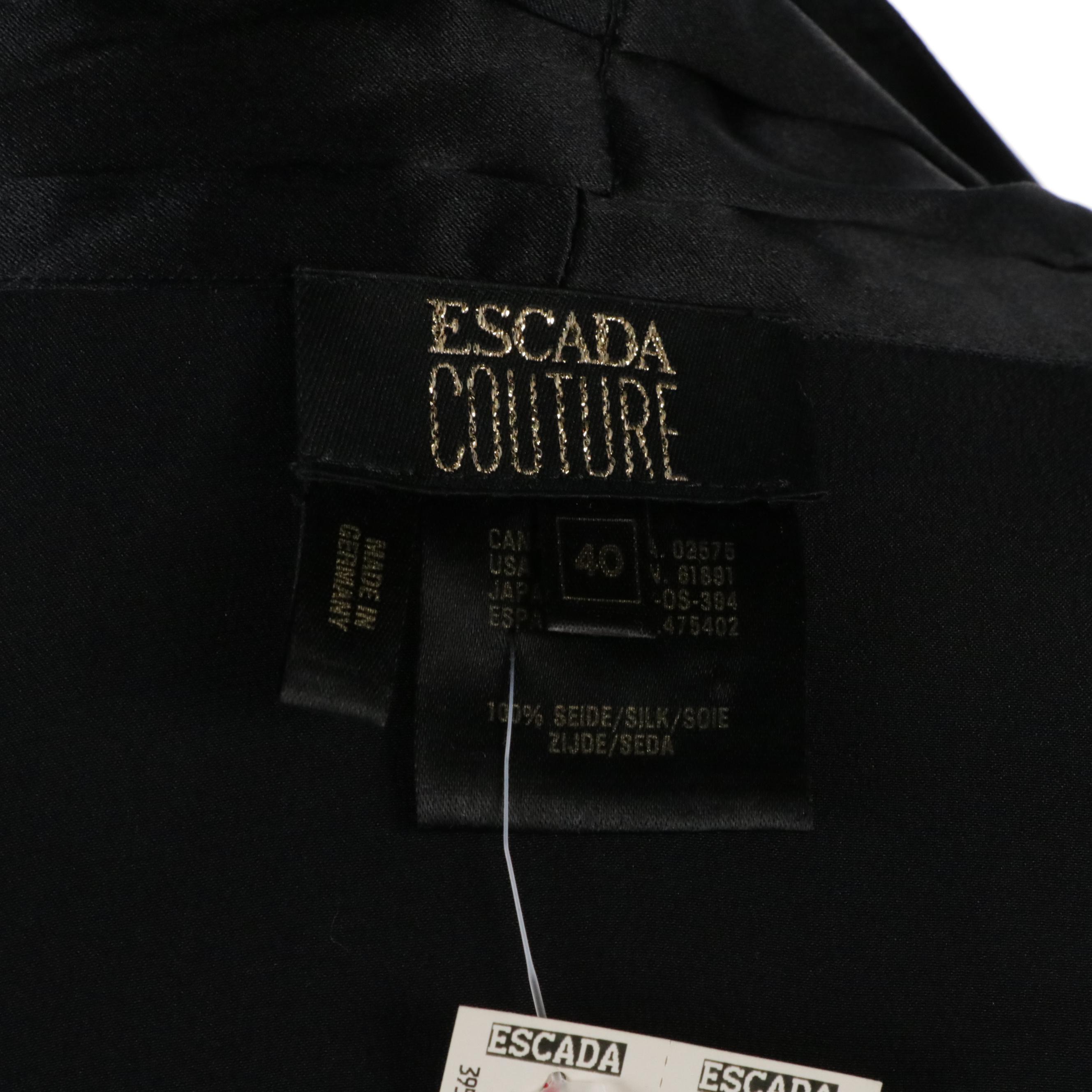 Escada White Silk Lace Blouse, Black Lace Skirt and Black Silk 4 Piece Skirt Set