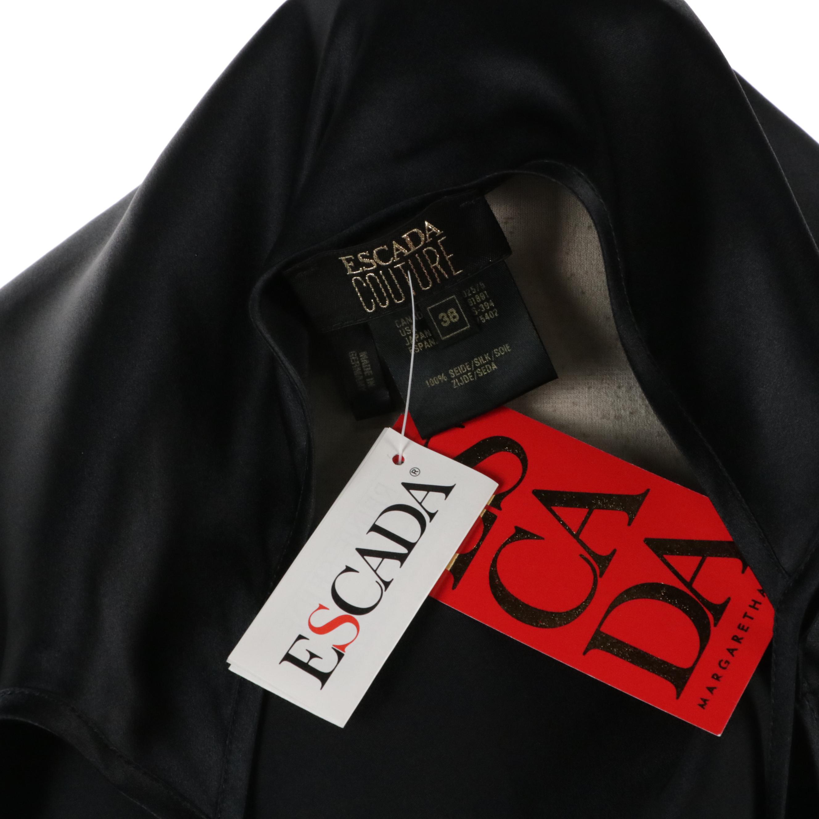 Escada White Silk Lace Blouse, Black Lace Skirt and Black Silk 4 Piece Skirt Set