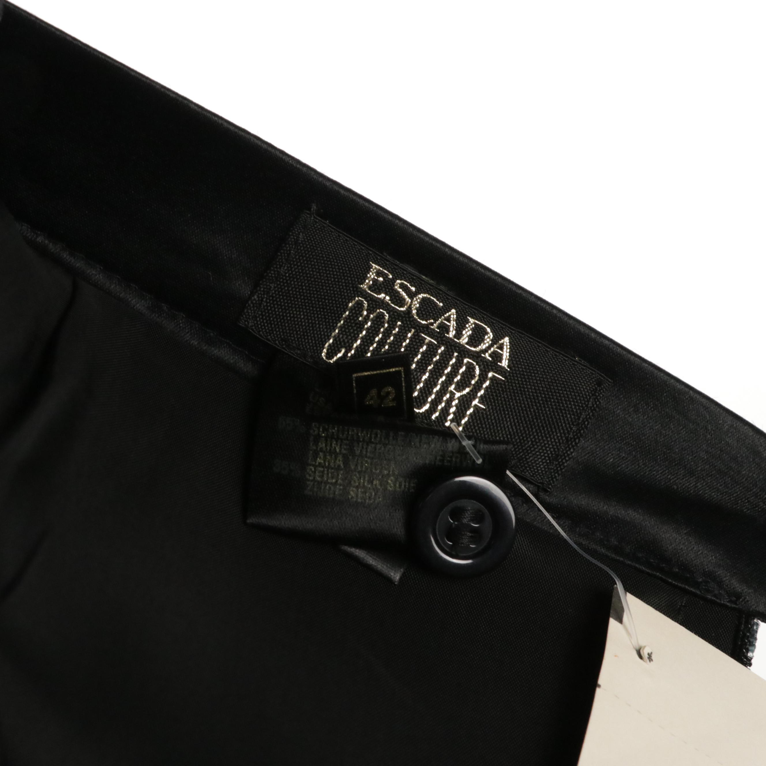 Escada White Silk Lace Blouse, Black Lace Skirt and Black Silk 4 Piece Skirt Set