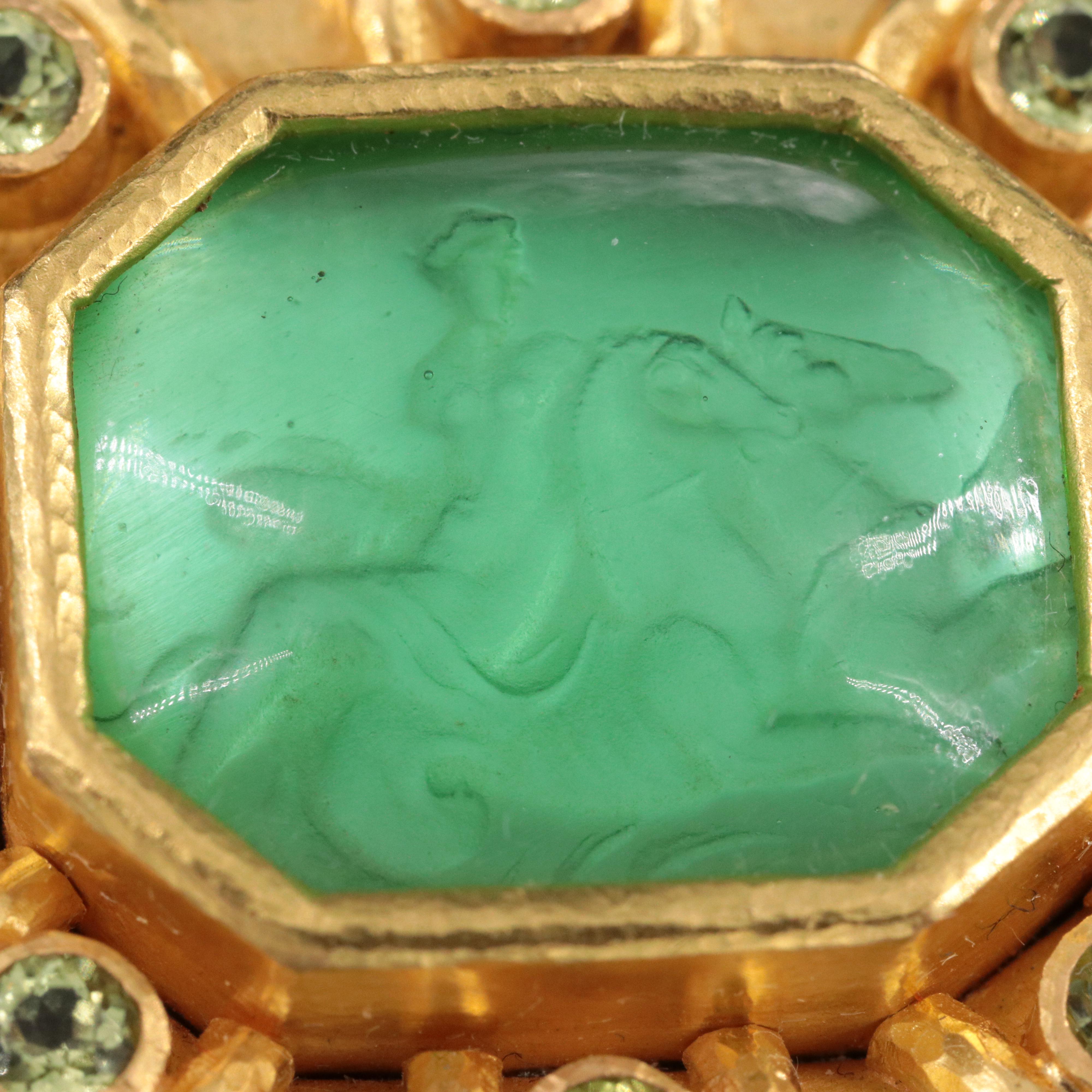 Elizabeth Locke 19K Venetian Glass Intaglio Pendant Necklace on Celtic Chain