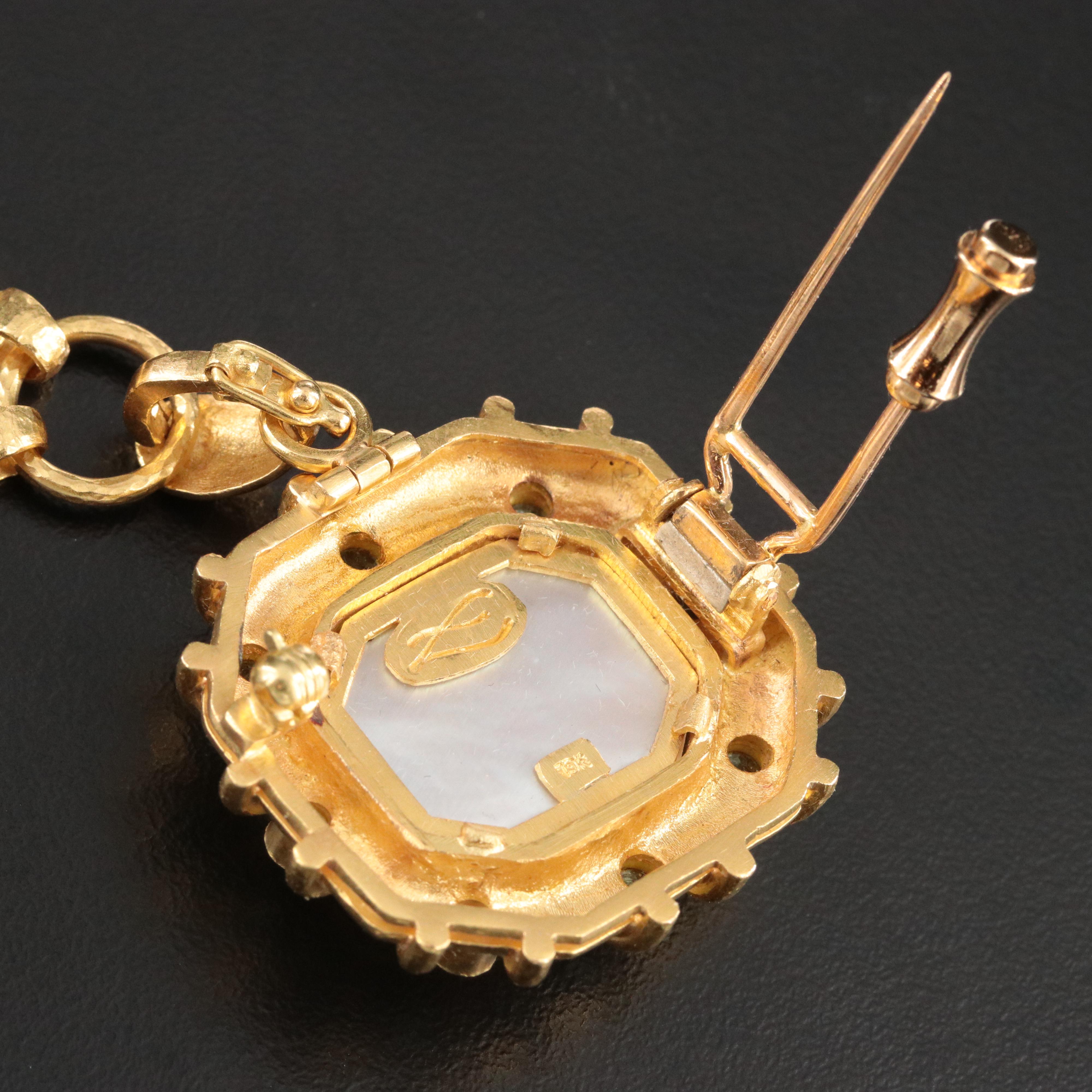 Elizabeth Locke 19K Venetian Glass Intaglio Pendant Necklace on Celtic Chain