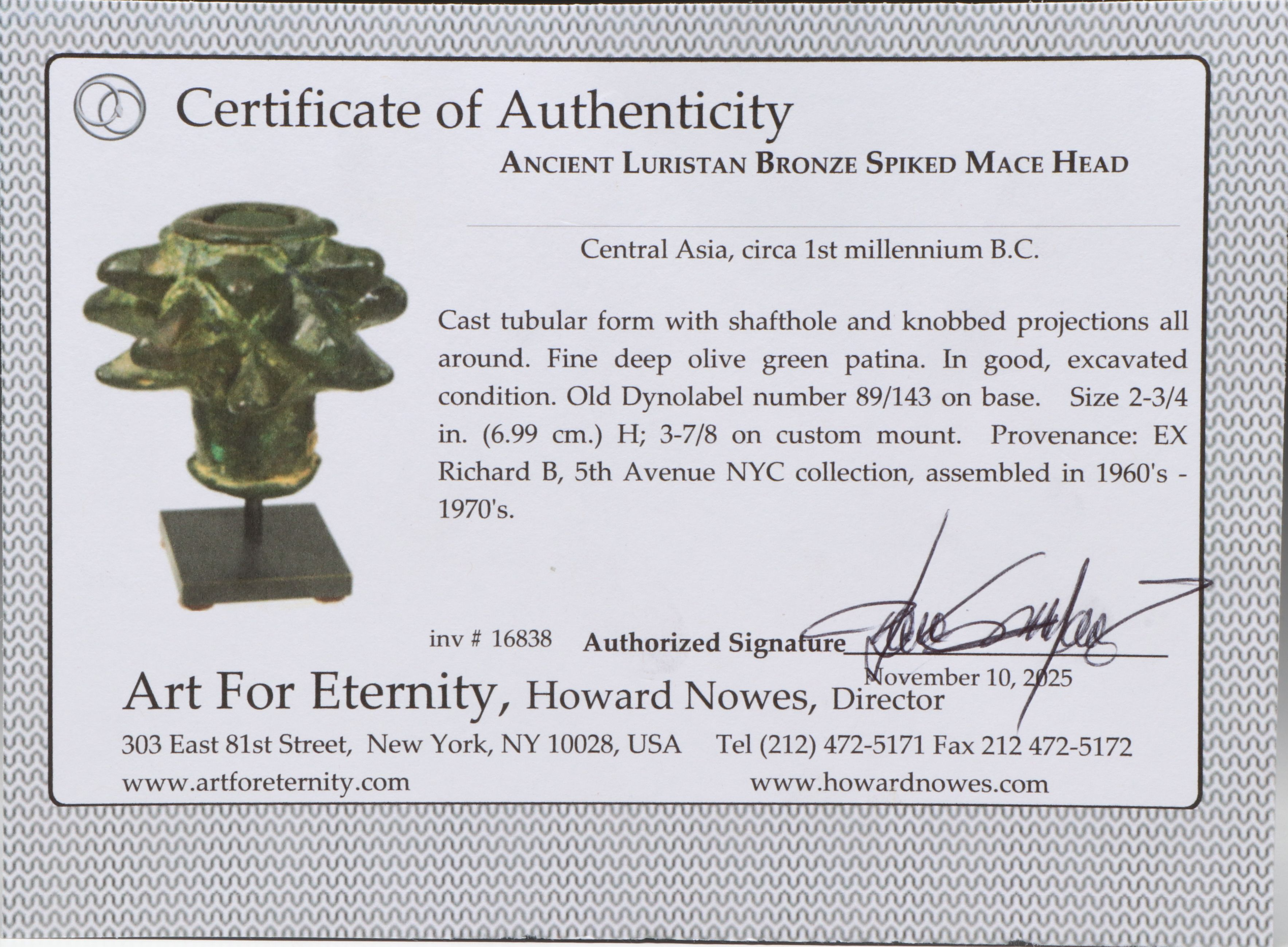 Ancient Luristan Bronze Spiked Mace Head, Circa 1st Millennium BCE