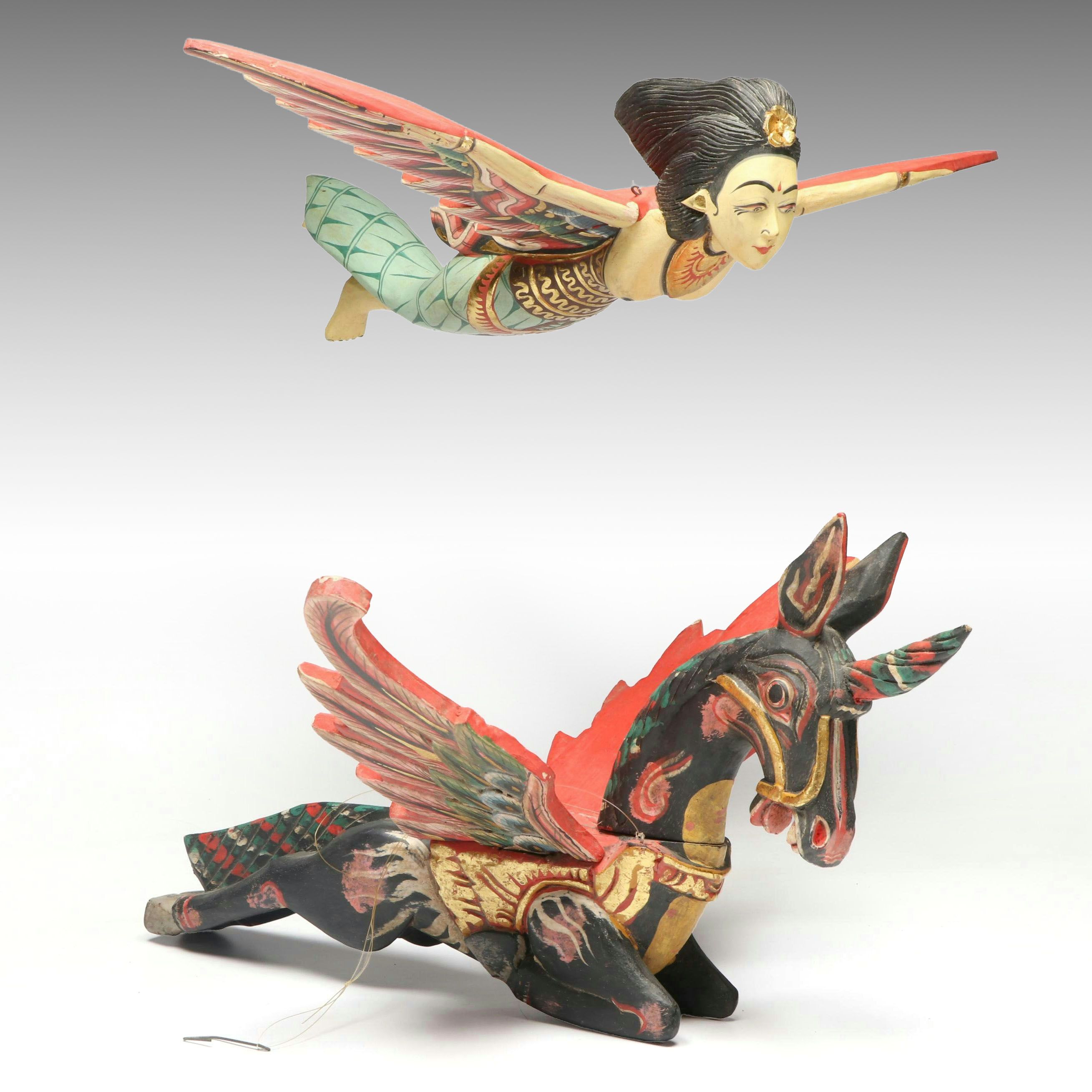 Balinese Hand-Carved Polychrome Spirit Chasers