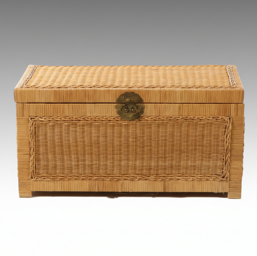 Chinese Style Rattan Wicker Blanket Chest
