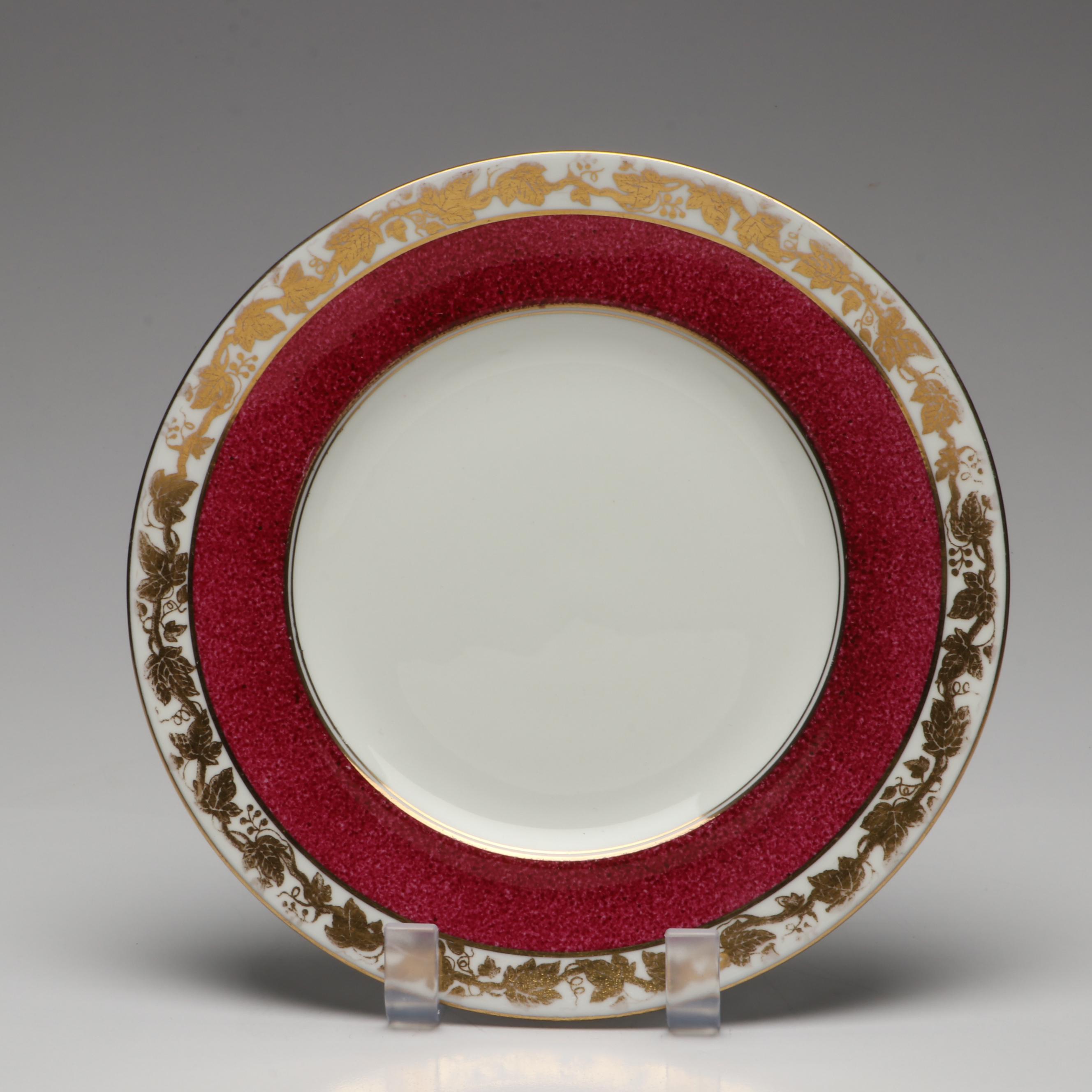 Wedgwood "Whitehall" Powder Ruby Band Bone China Salad Plates