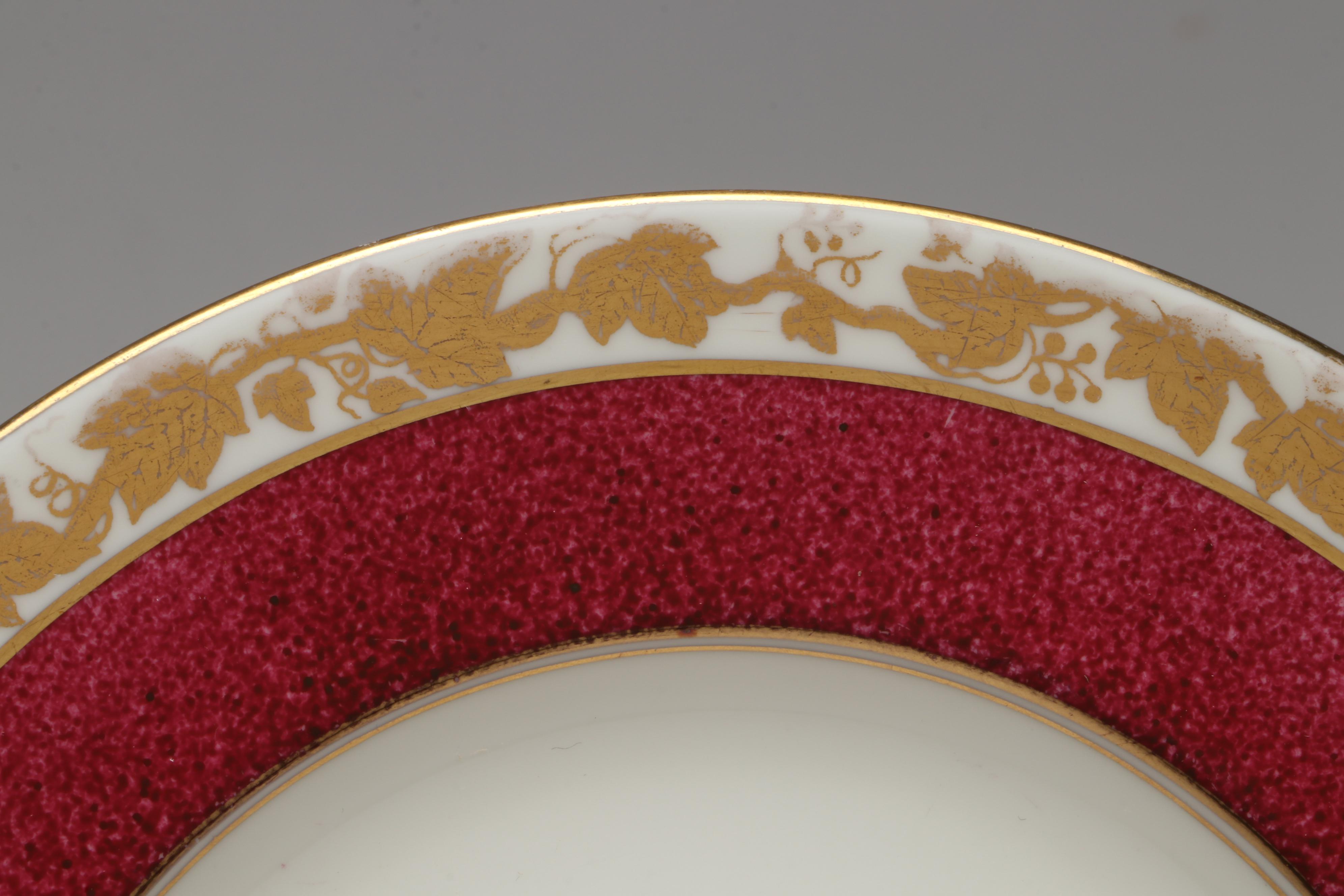 Wedgwood "Whitehall" Powder Ruby Band Bone China Salad Plates