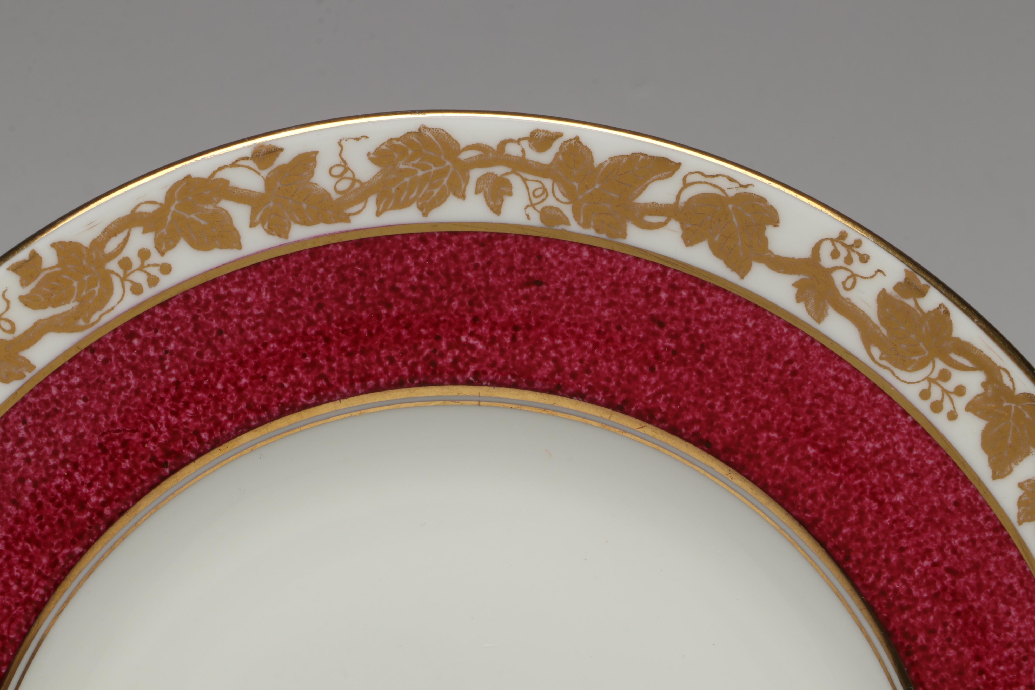 Wedgwood "Whitehall" Powder Ruby Band Bone China Salad Plates