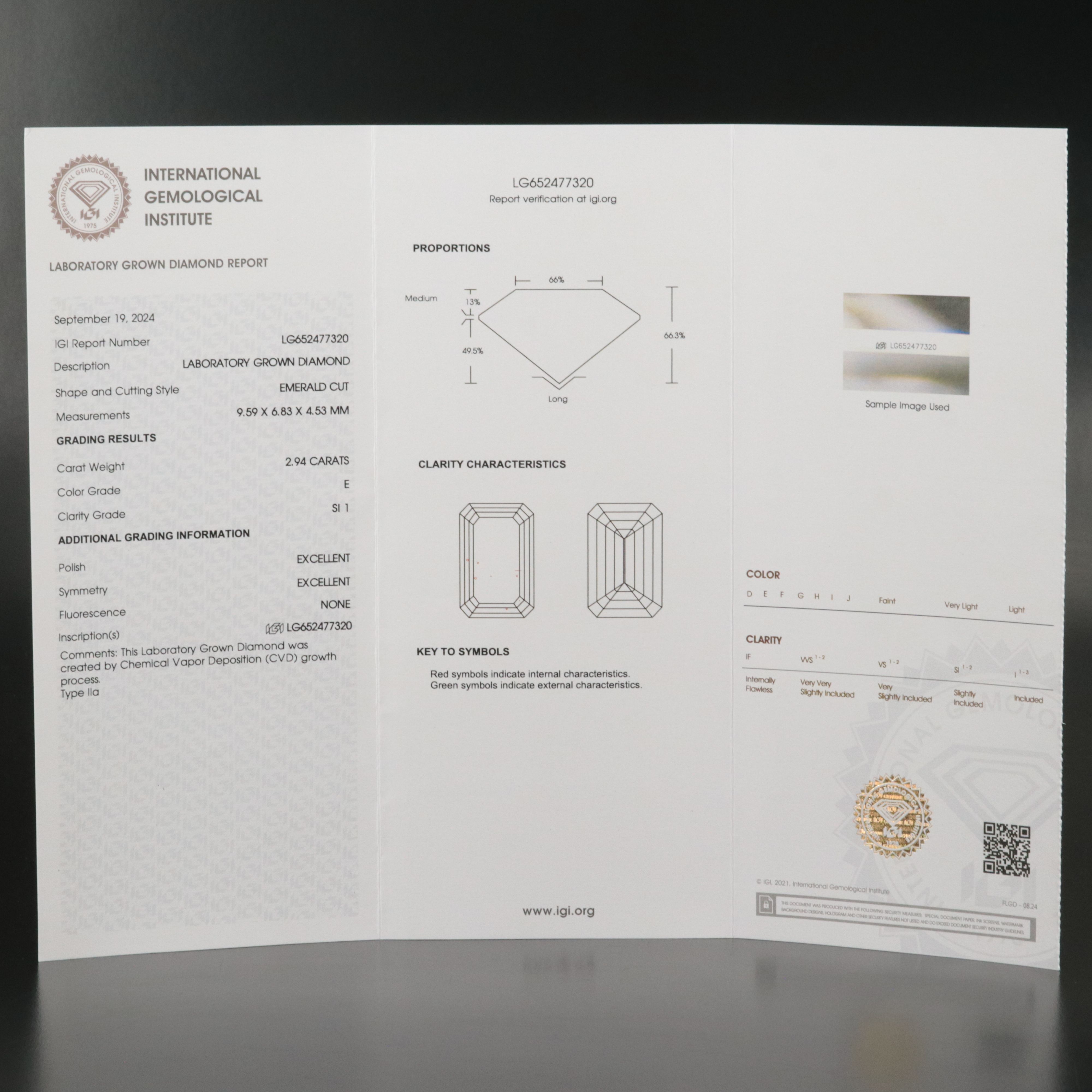 Loose 2.94 CT Lab Grown Diamond with IGI Report
