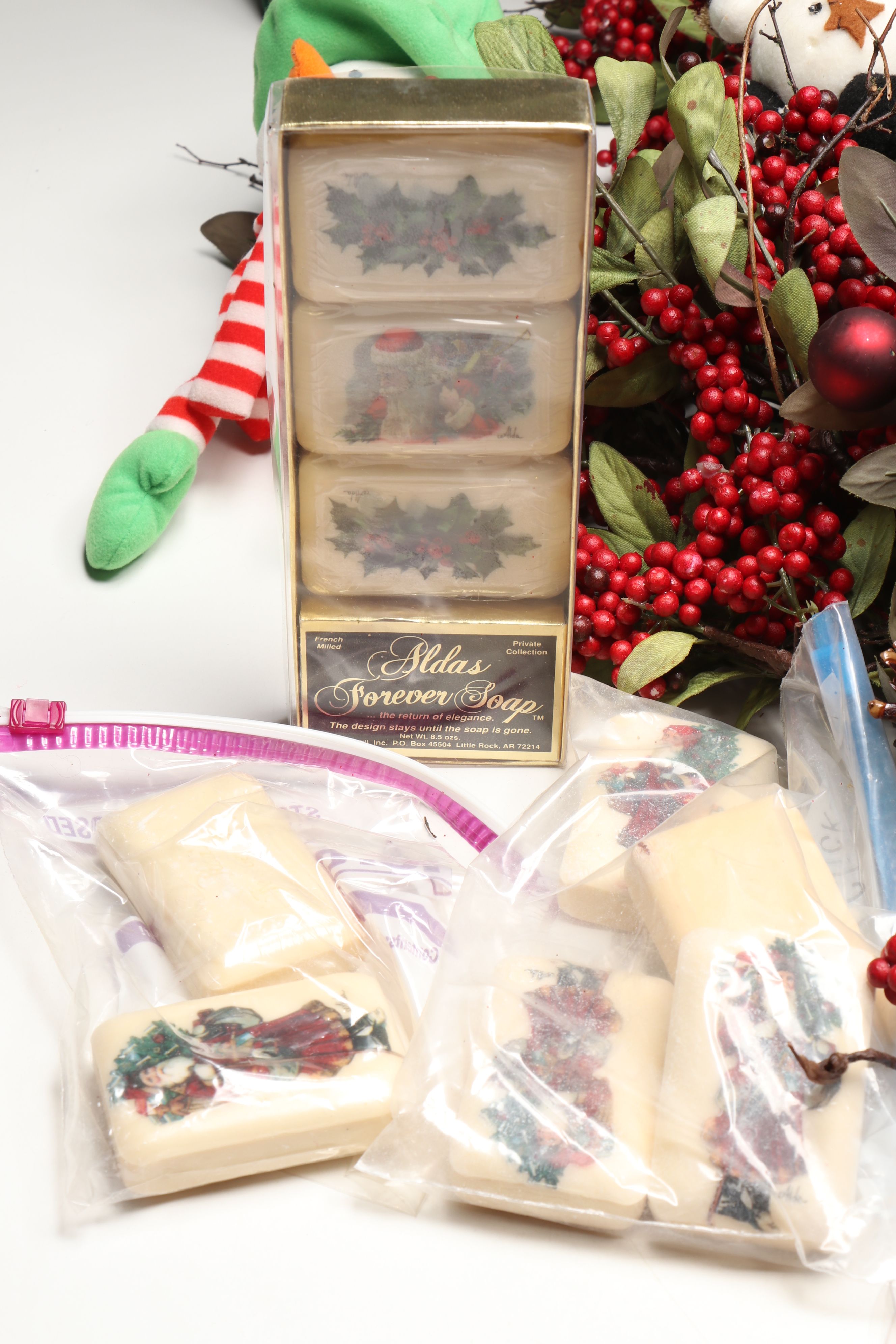 Christmas Faux Holly Branches, Ribbon and More Holiday Décor