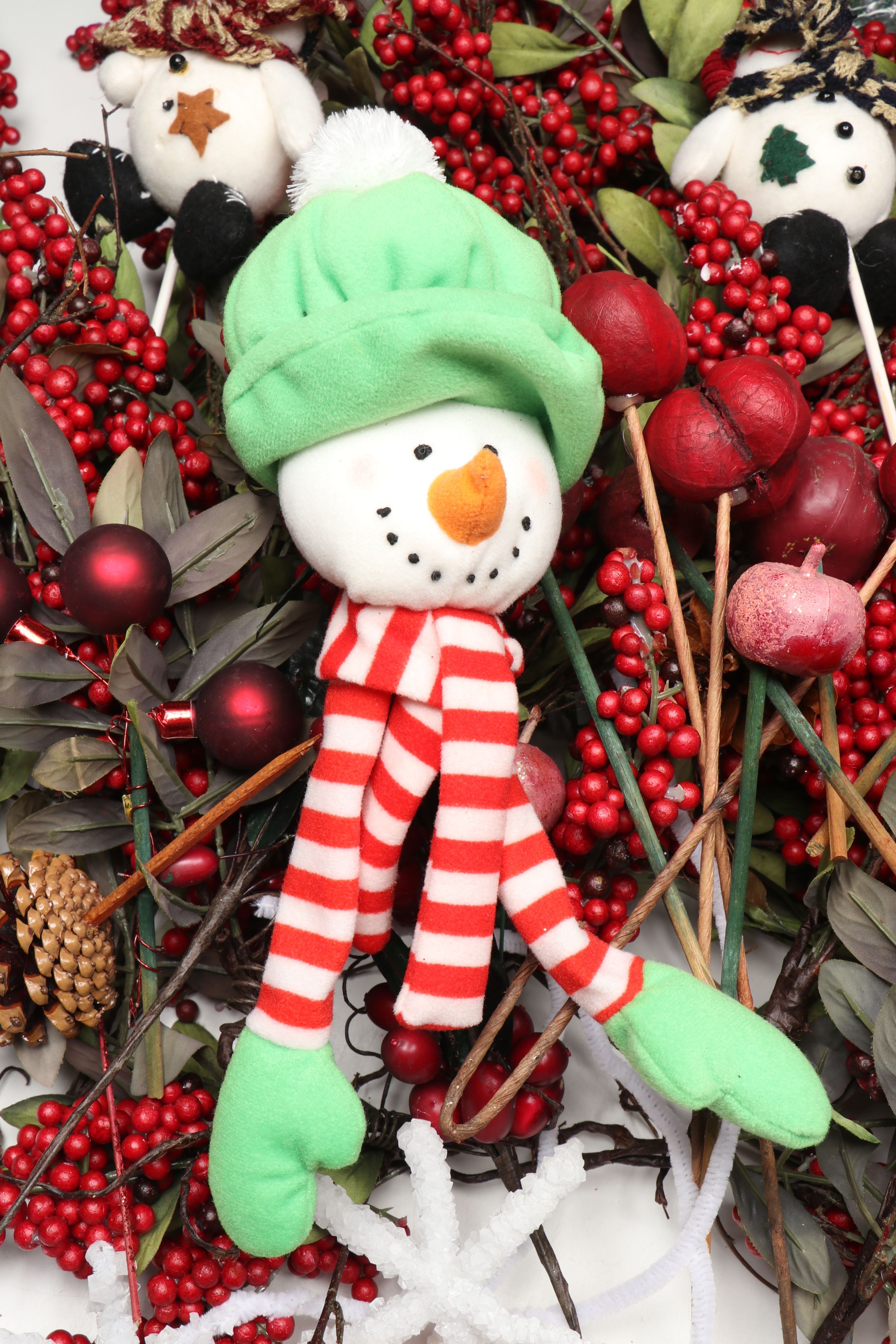 Christmas Faux Holly Branches, Ribbon and More Holiday Décor