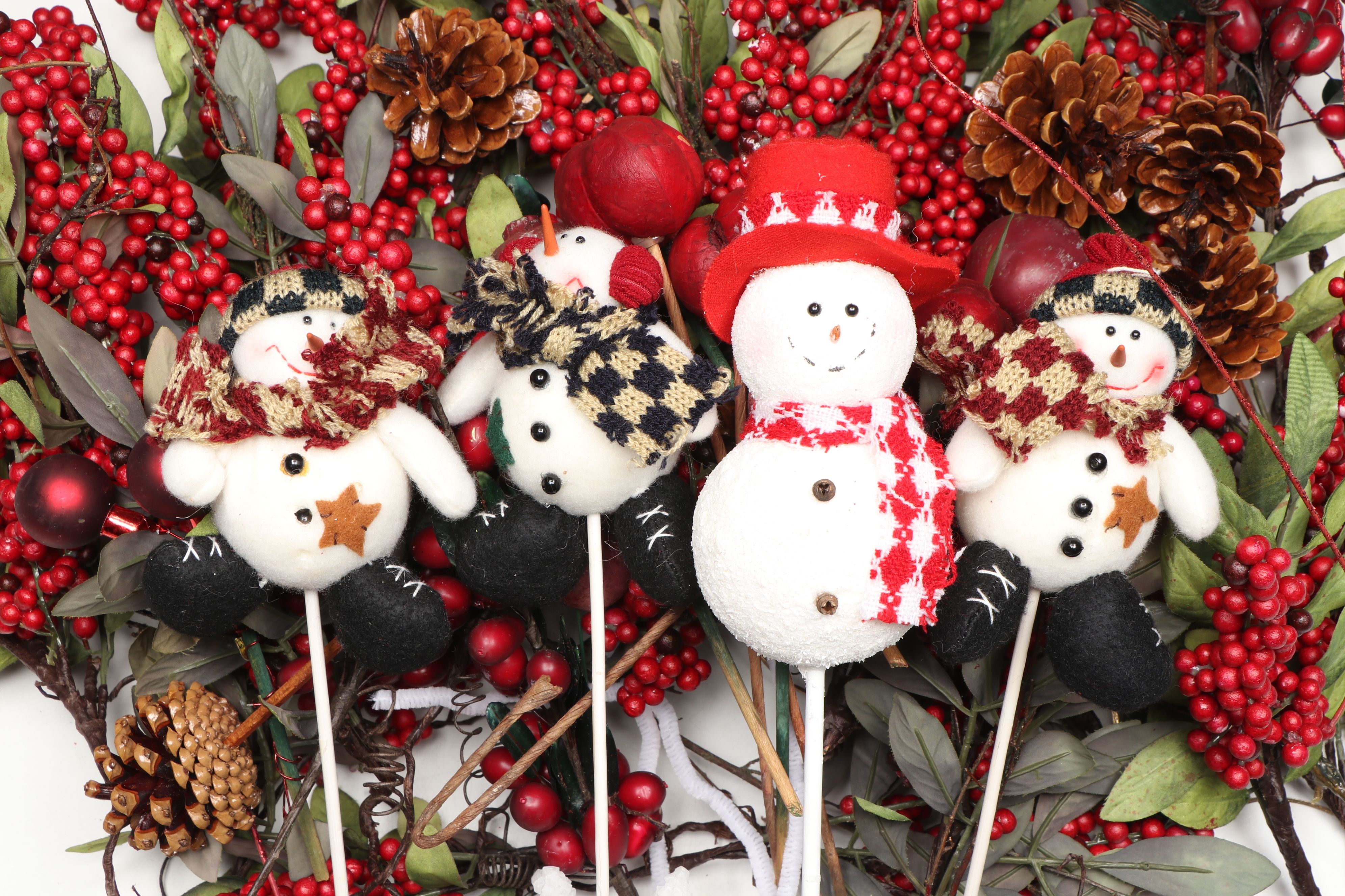 Christmas Faux Holly Branches, Ribbon and More Holiday Décor