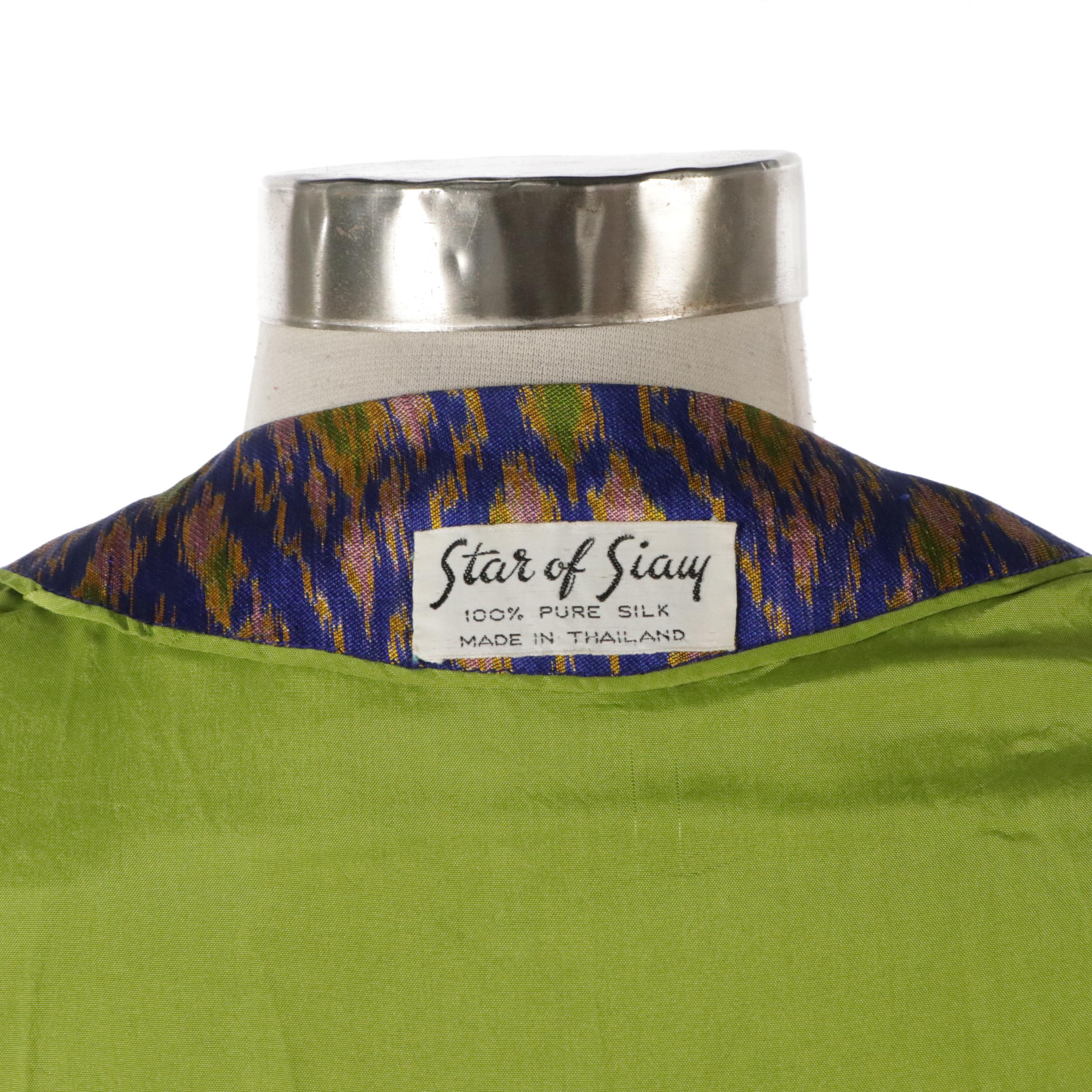 Star of Siam Vintage Metallic Multicolor Silk Jacket, Other Long Sleeve Dress