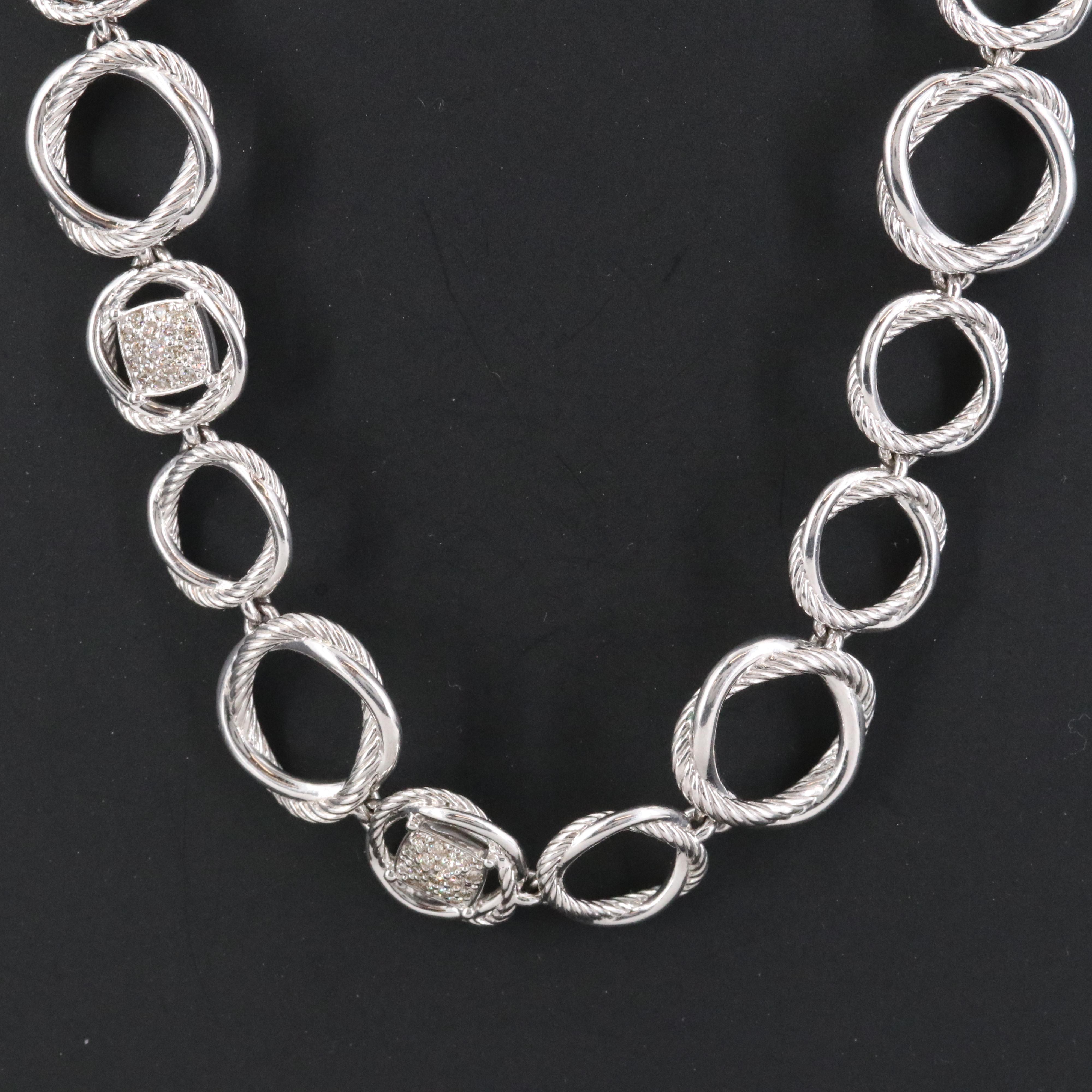 David Yurman Sterling 0.90 CTW Diamond Infinity Necklace