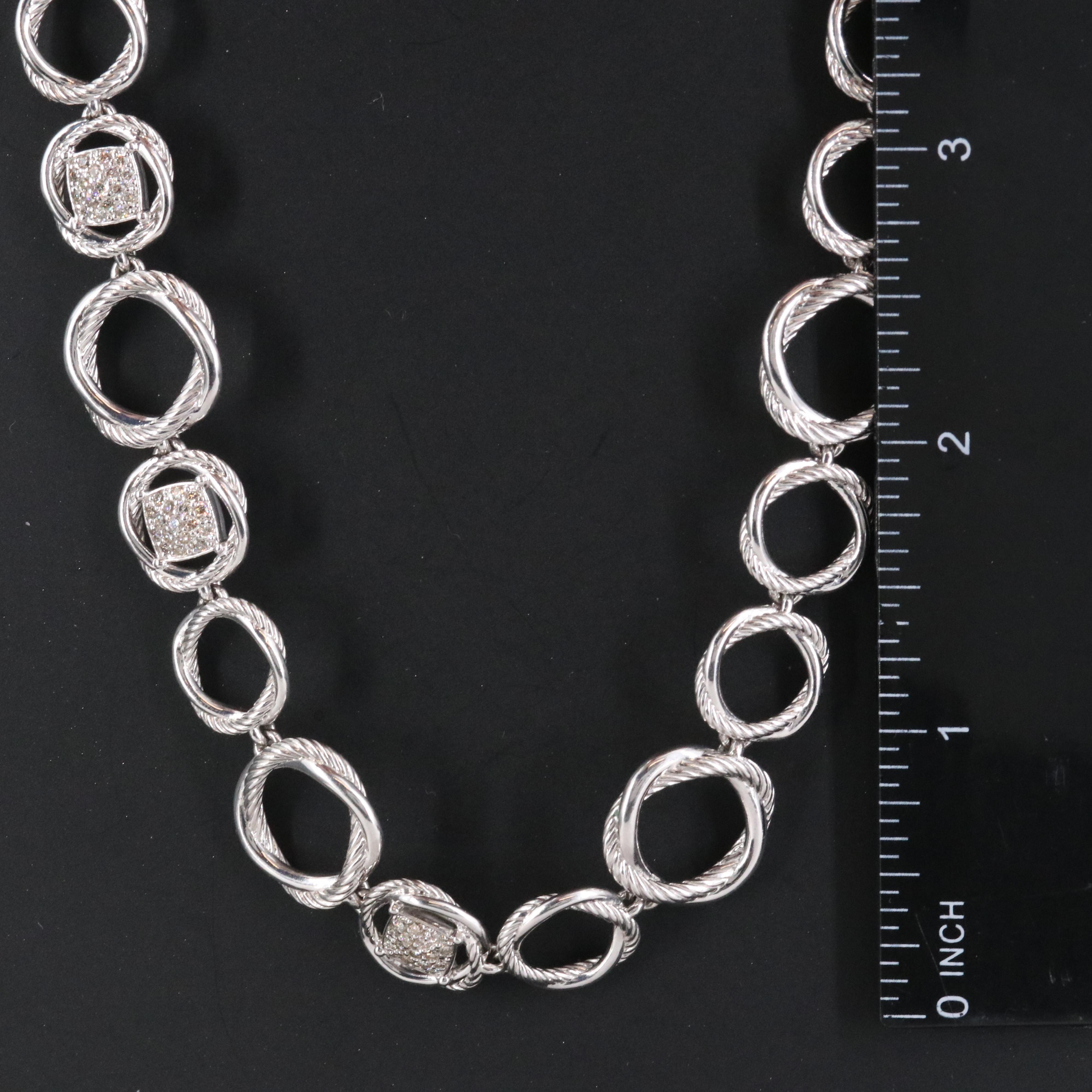 David Yurman Sterling 0.90 CTW Diamond Infinity Necklace