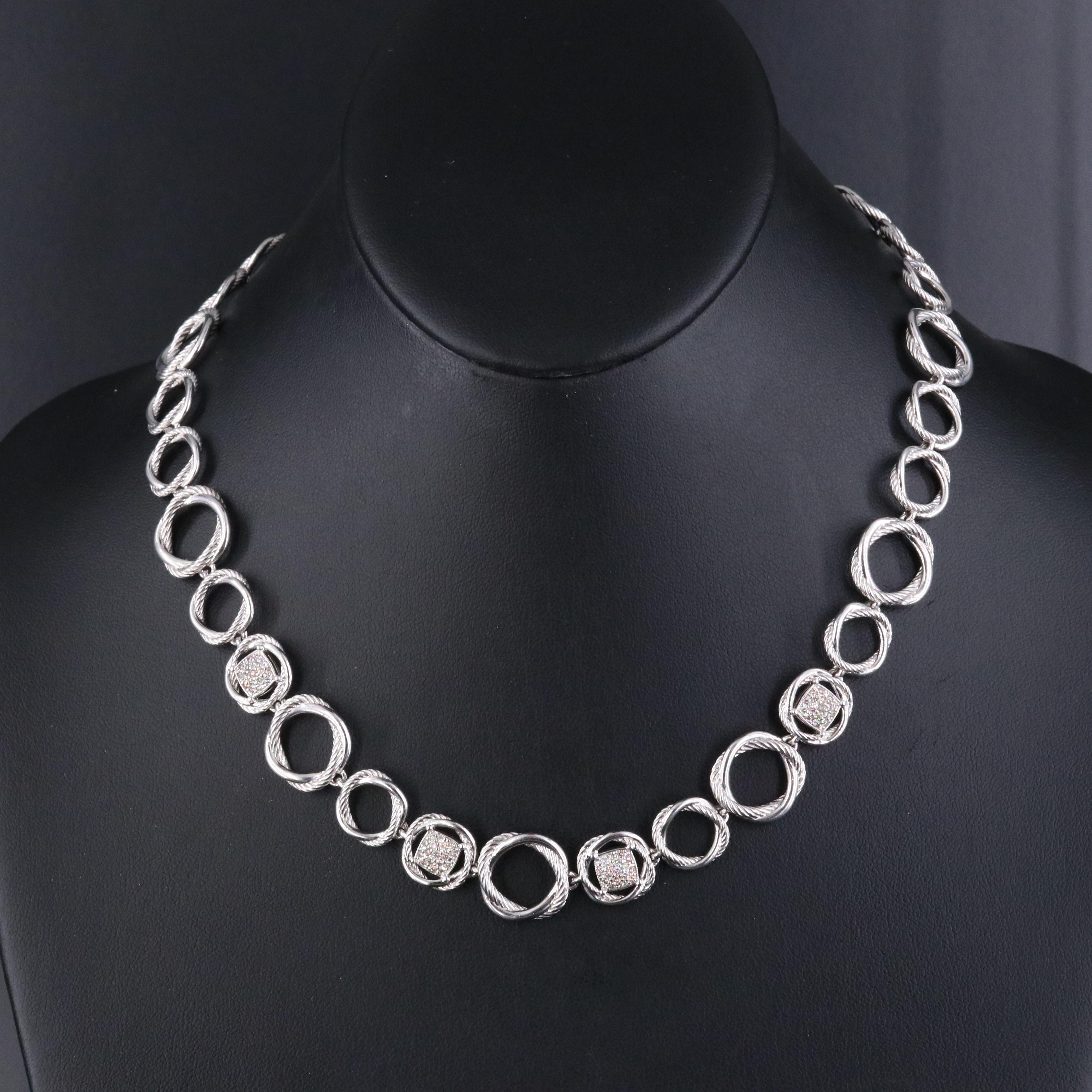 David Yurman Sterling 0.90 CTW Diamond Infinity Necklace