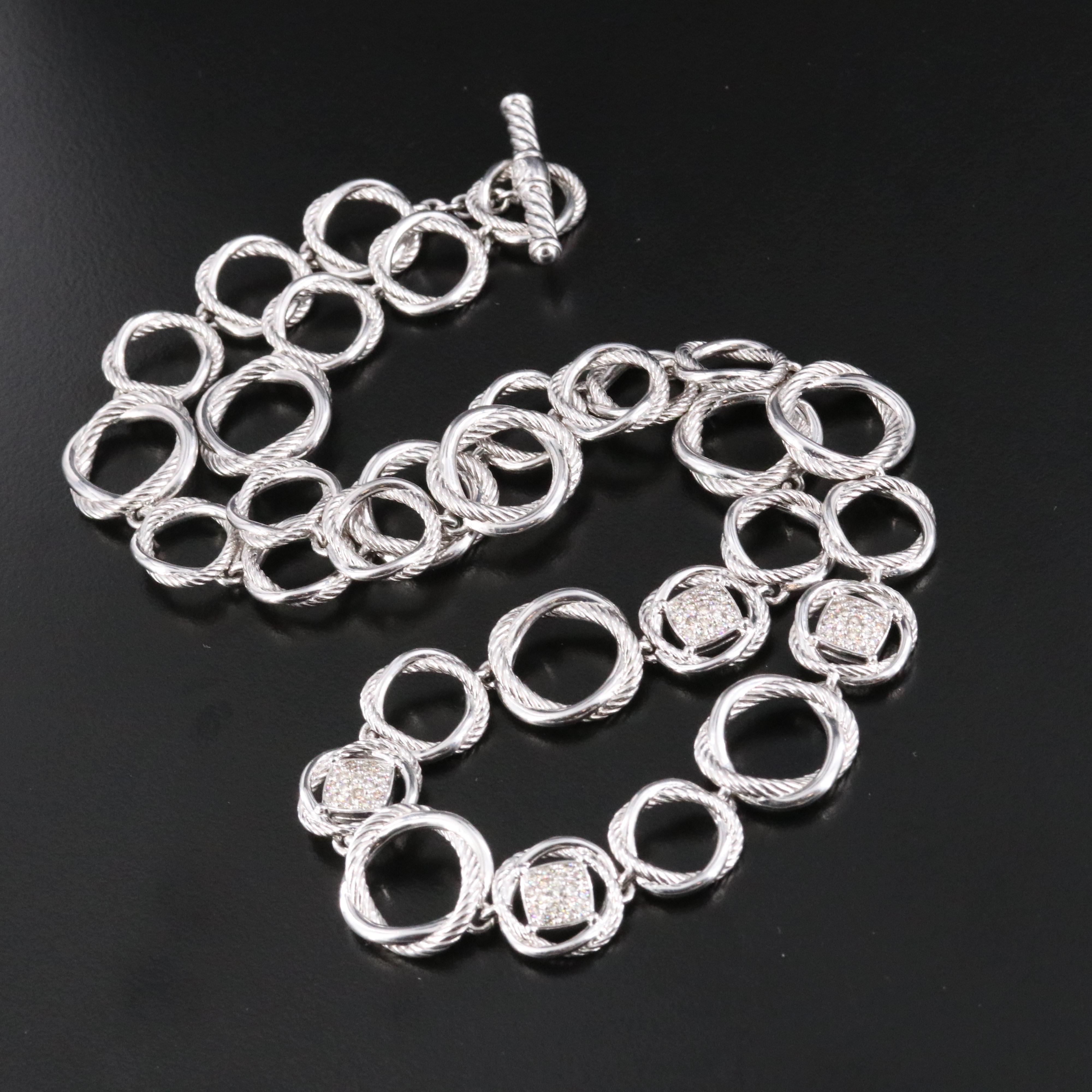 David Yurman Sterling 0.90 CTW Diamond Infinity Necklace