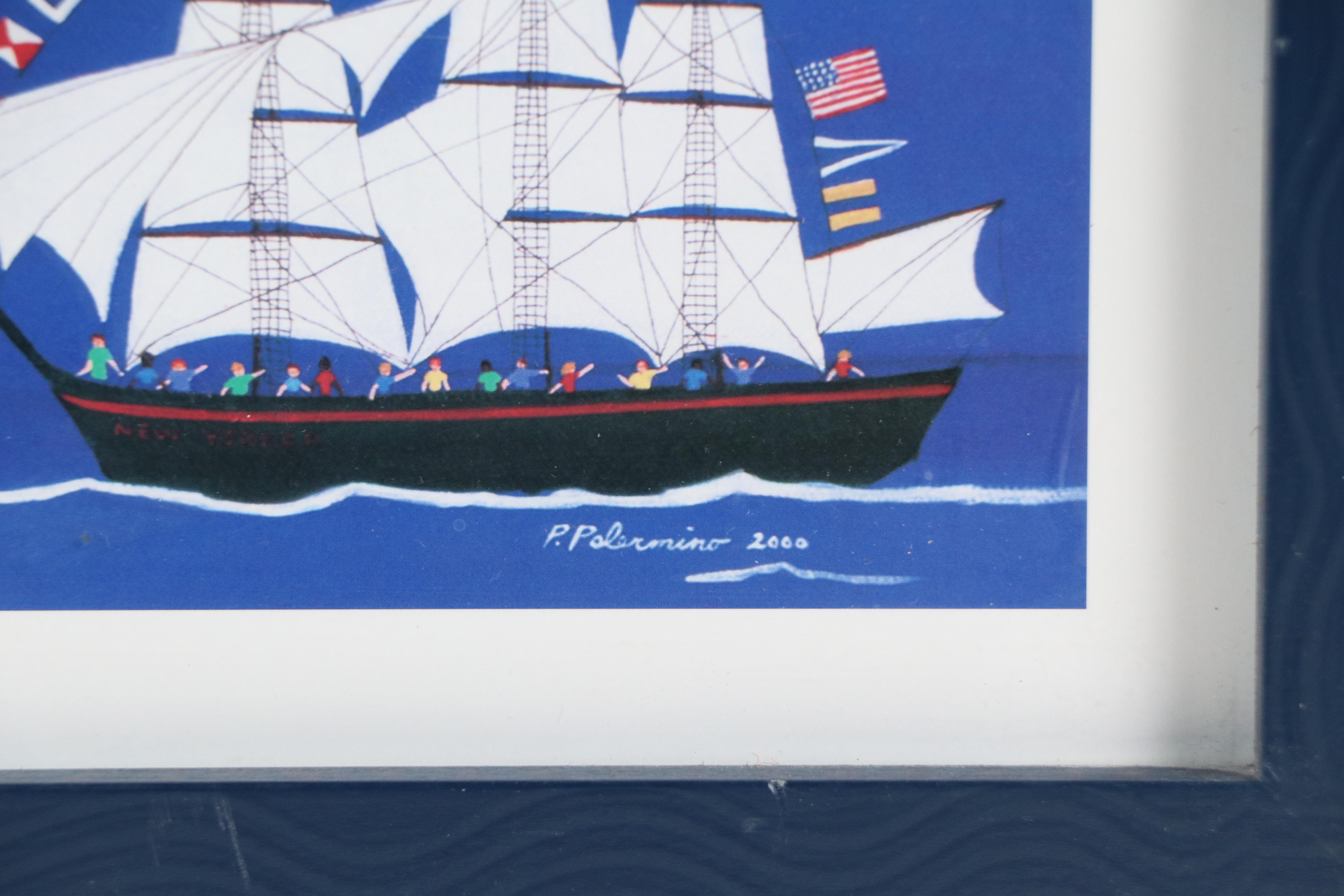 After Patricia Palermino Folk Art Offset Lithograph "Operation Sail New York"