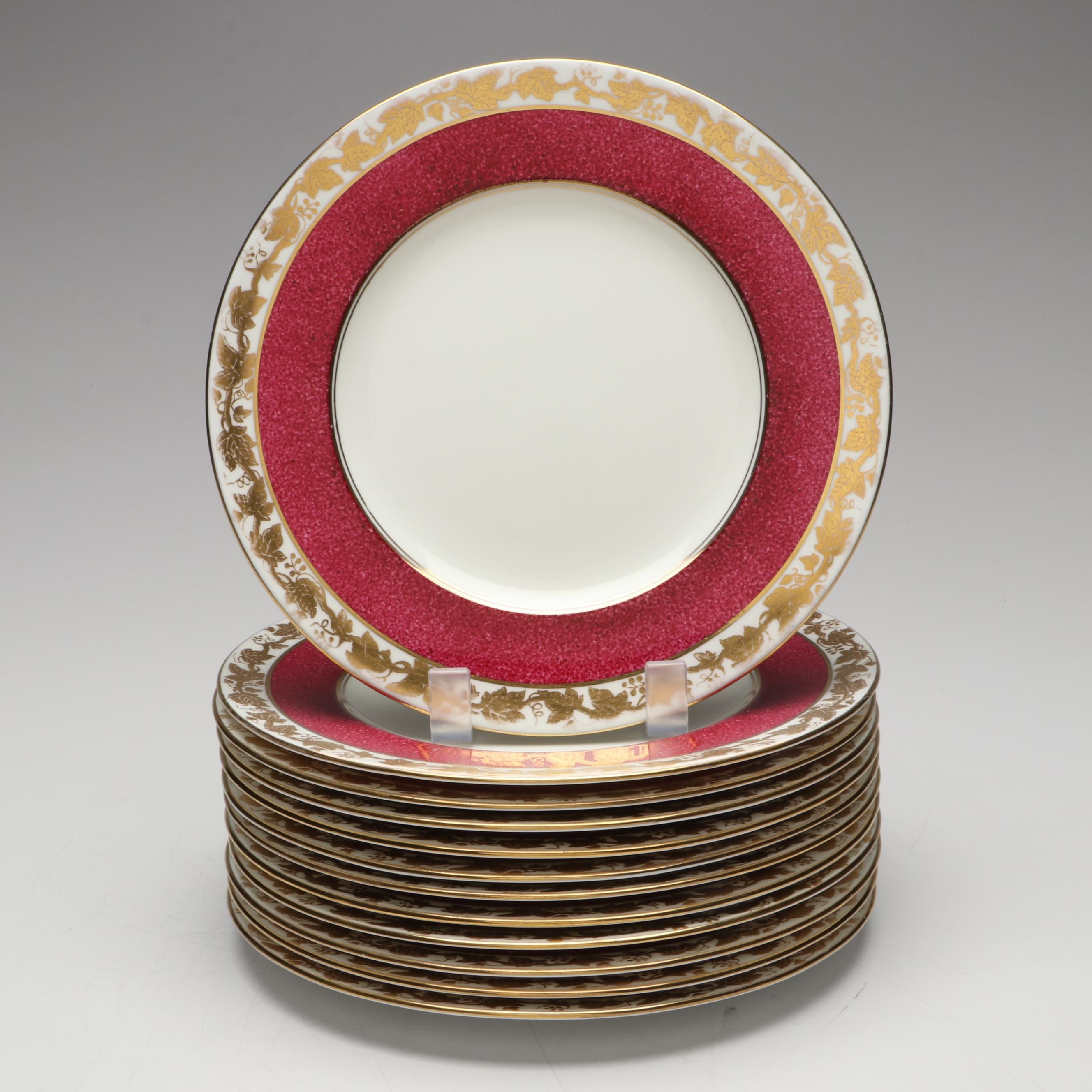 Wedgwood "Whitehall" Powder Ruby Band Bone China Salad Plates
