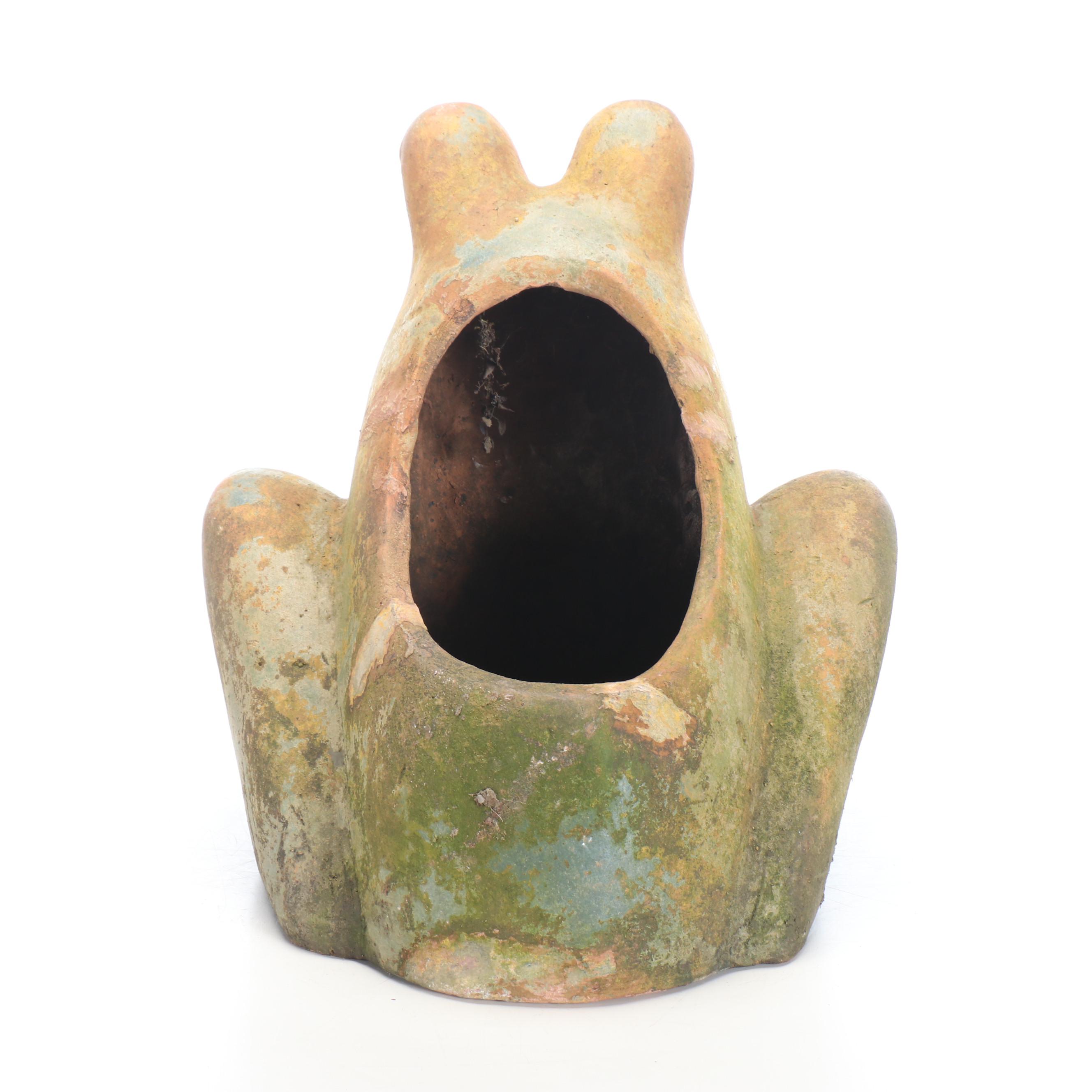 Rustic Frog Metal Planter