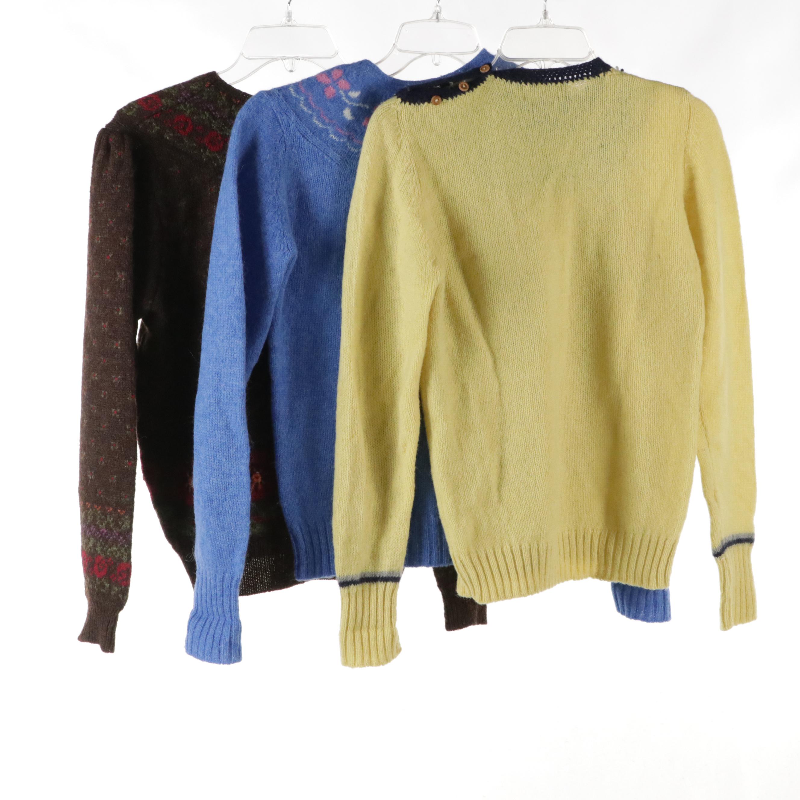 Susan Bristol Vintage Hand-Embroidered and Fair Isle Style Wool Sweaters, More