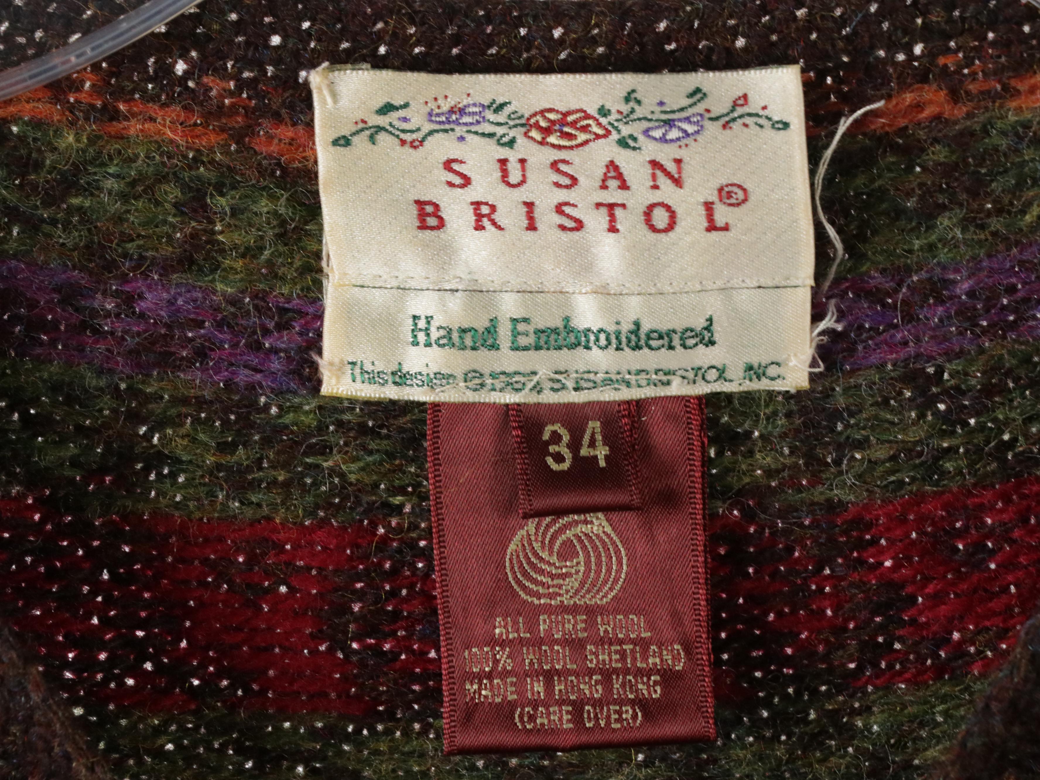 Susan Bristol Vintage Hand-Embroidered and Fair Isle Style Wool Sweaters, More