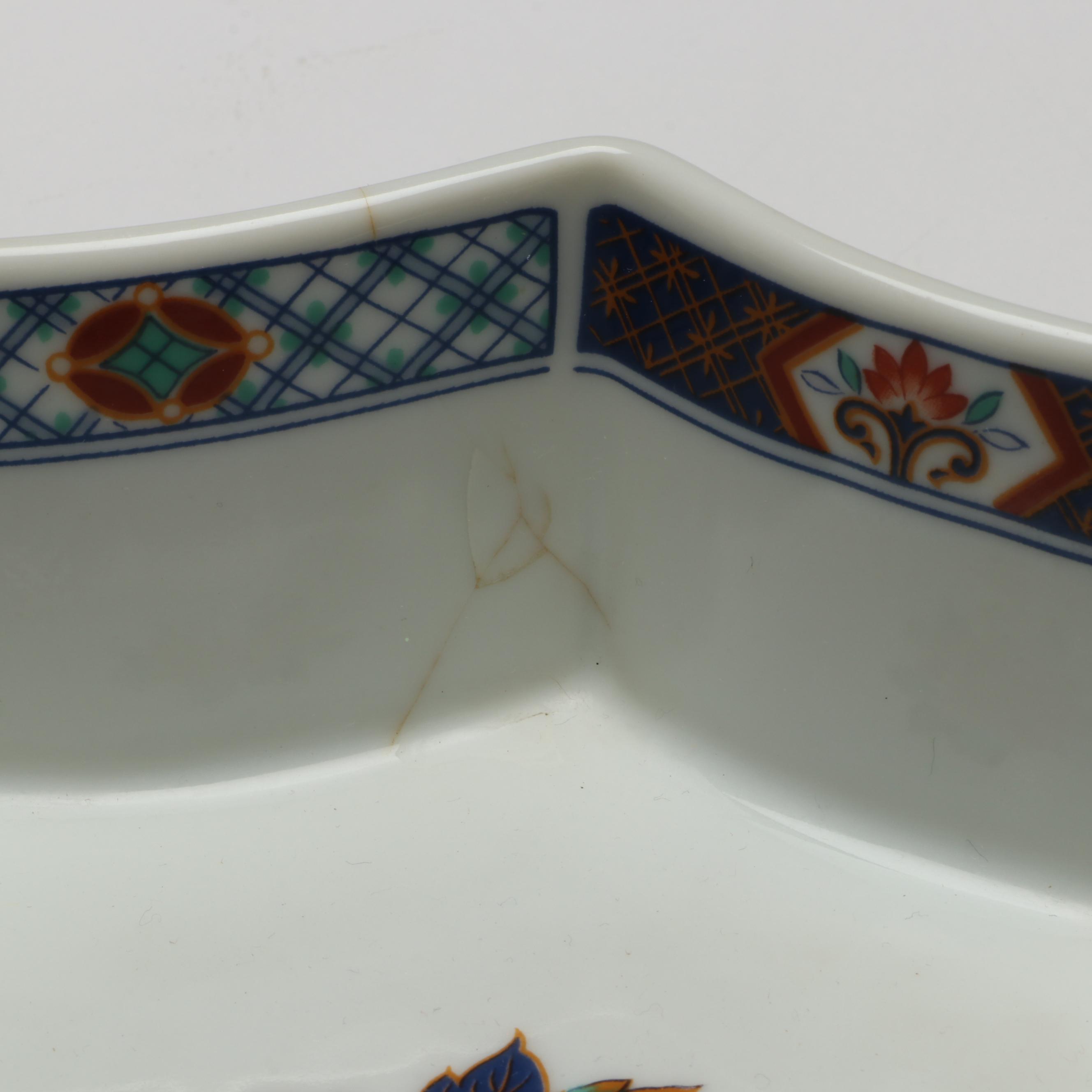 Japanese and Chinese Gold Gilt Floral Imari Porcelain Dinnerware with Chopsticks