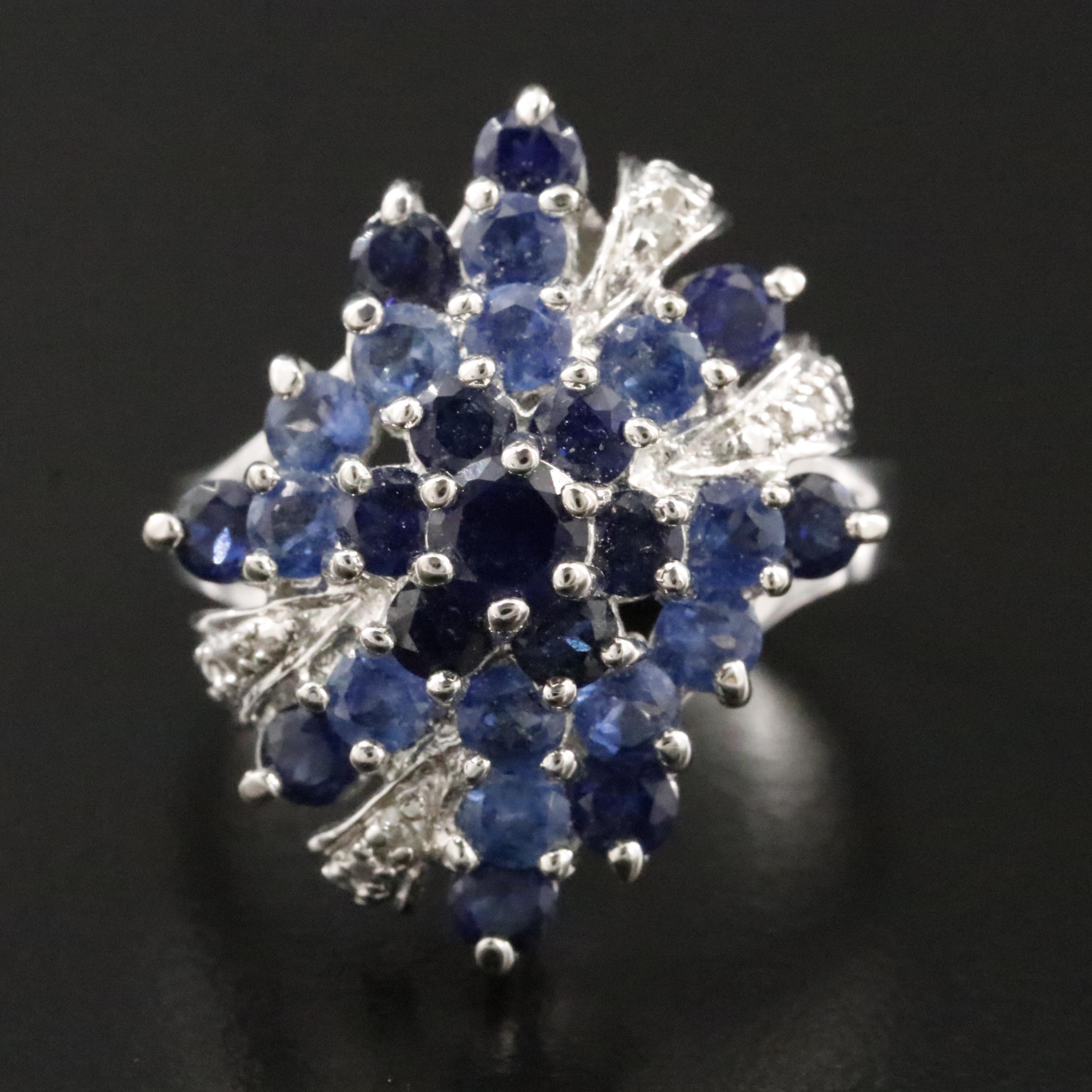 Sterling Sapphire and Diamond Ring