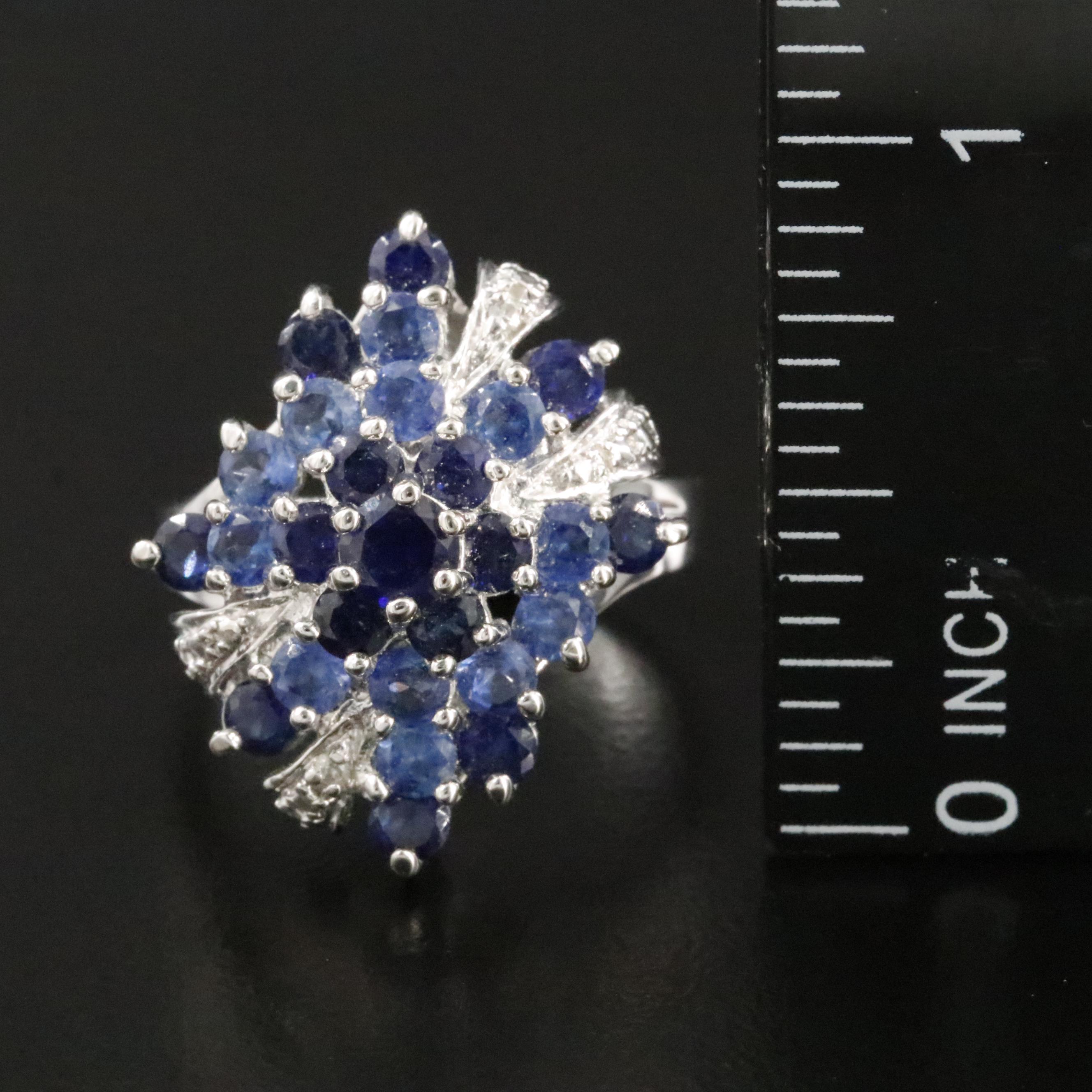 Sterling Sapphire and Diamond Ring