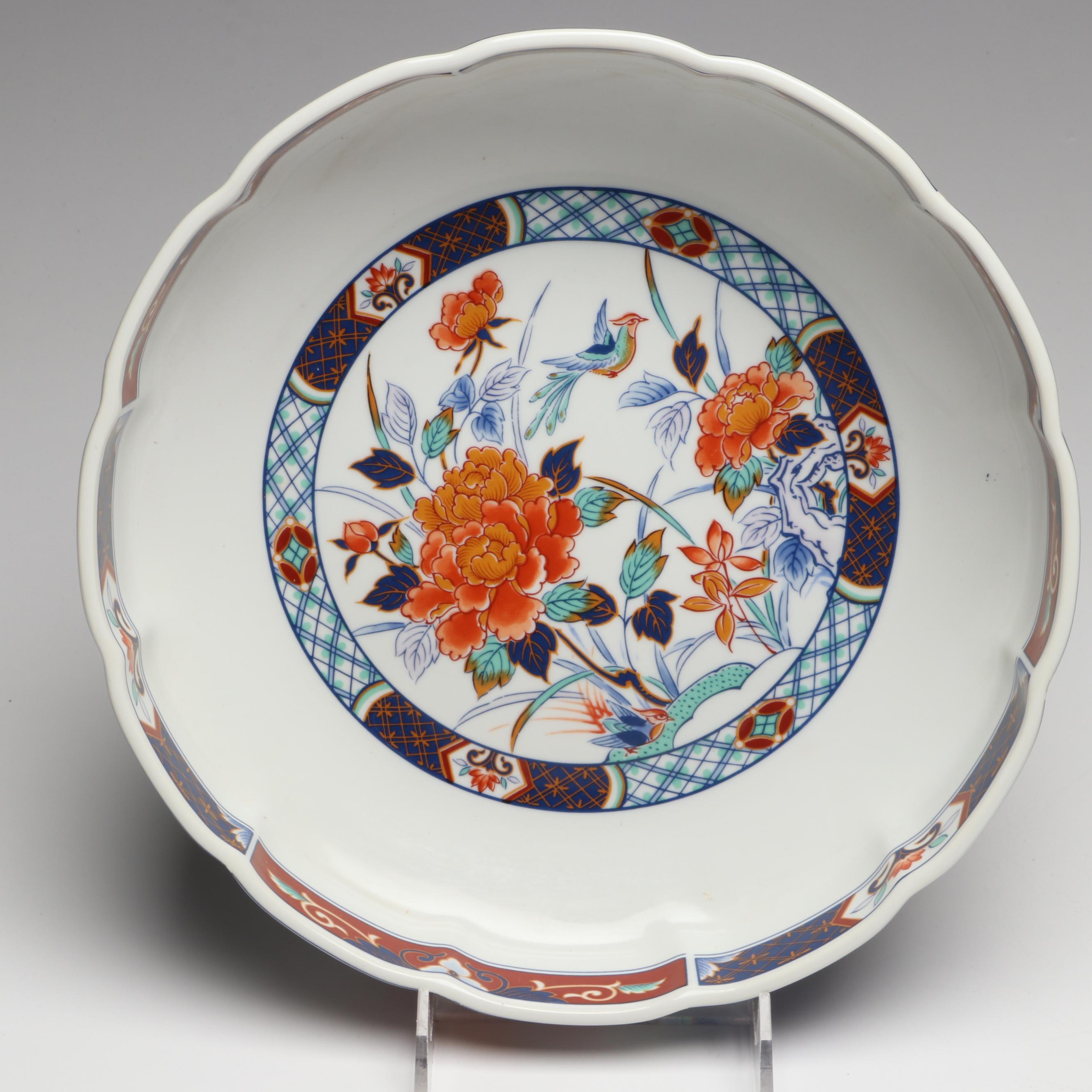 Japanese and Chinese Gold Gilt Floral Imari Porcelain Dinnerware with Chopsticks