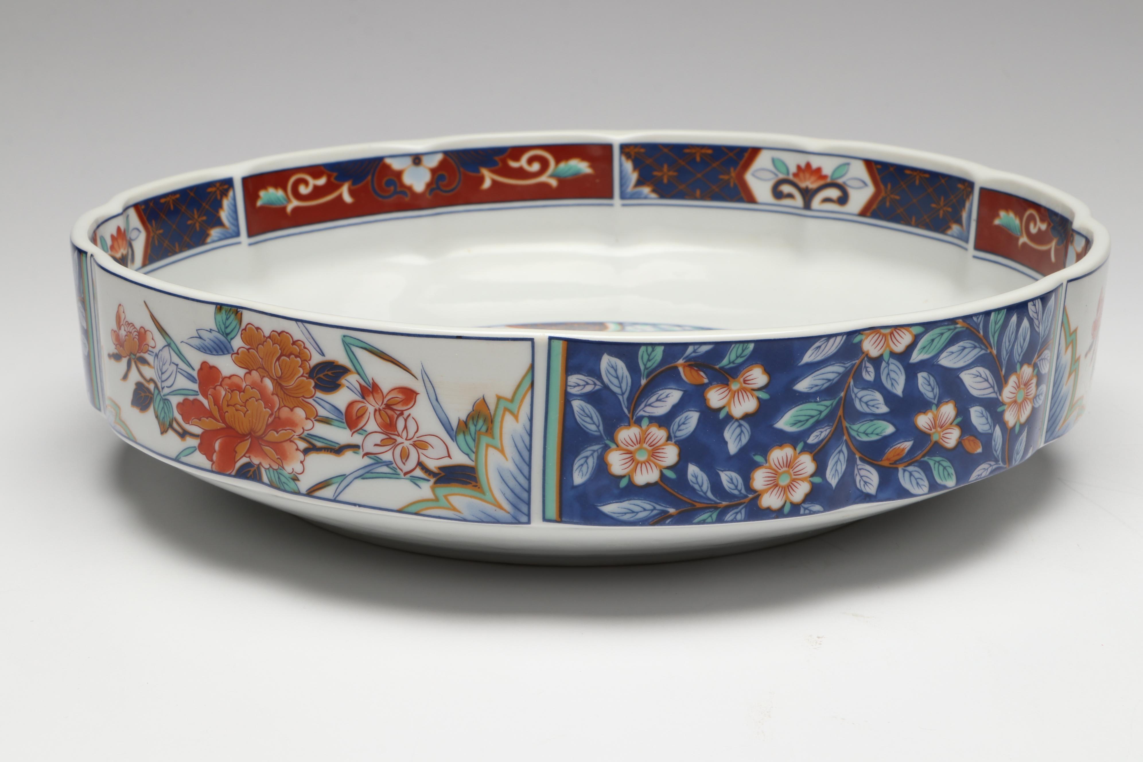 Japanese and Chinese Gold Gilt Floral Imari Porcelain Dinnerware with Chopsticks