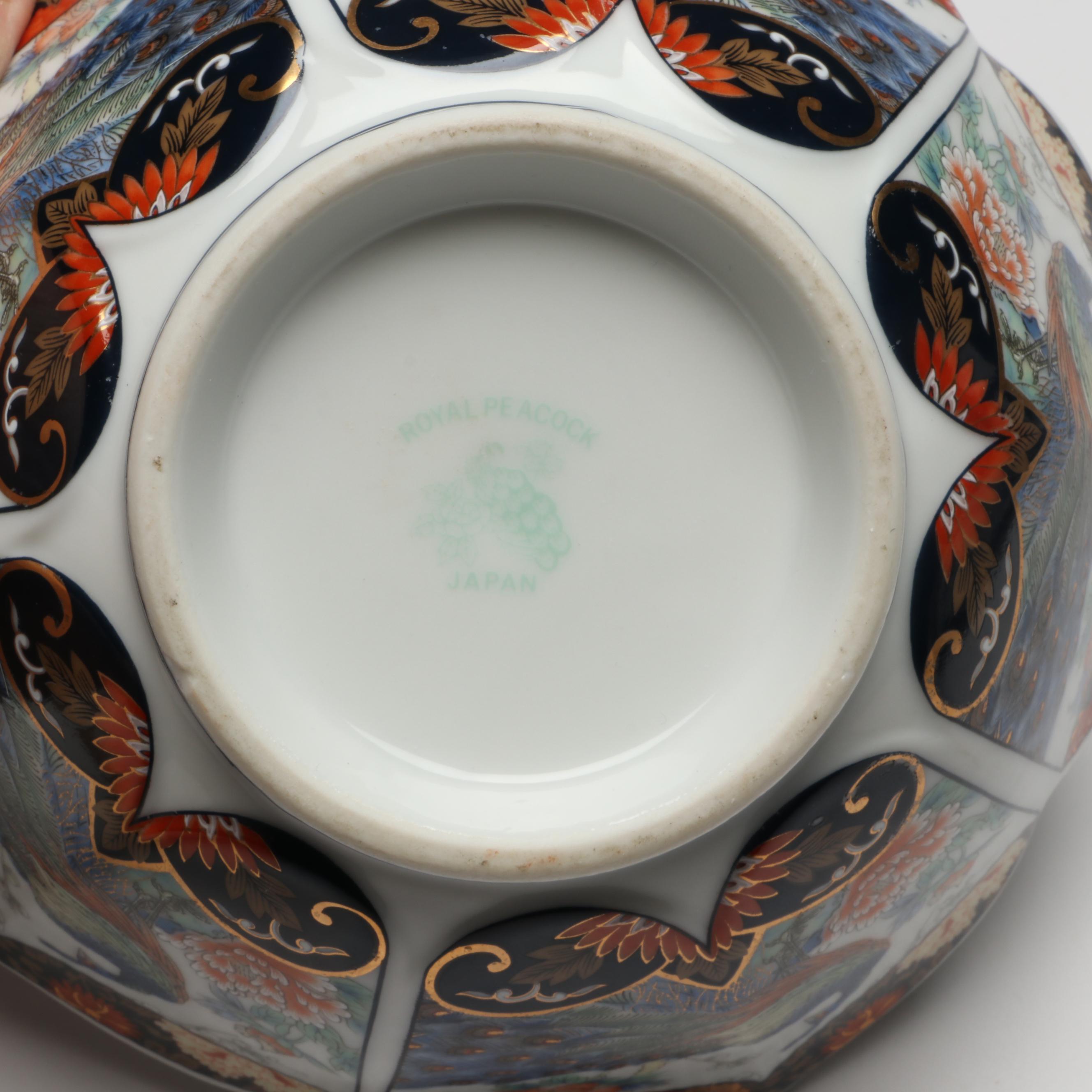 Japanese and Chinese Gold Gilt Floral Imari Porcelain Dinnerware with Chopsticks