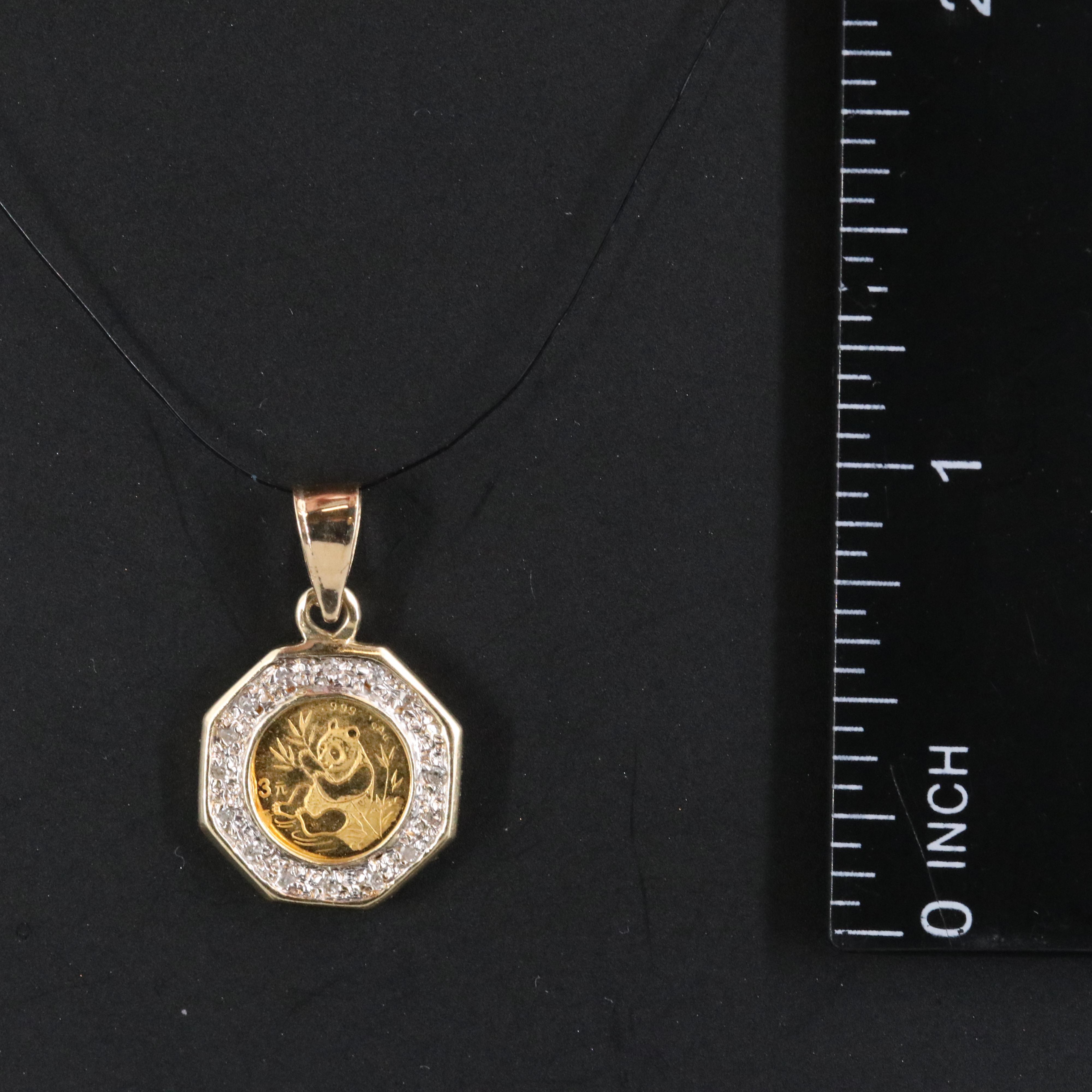 14K 0.10 CTW Diamond Pendant with 1991 China 3-Yuan Panda Gold Bullion Coin