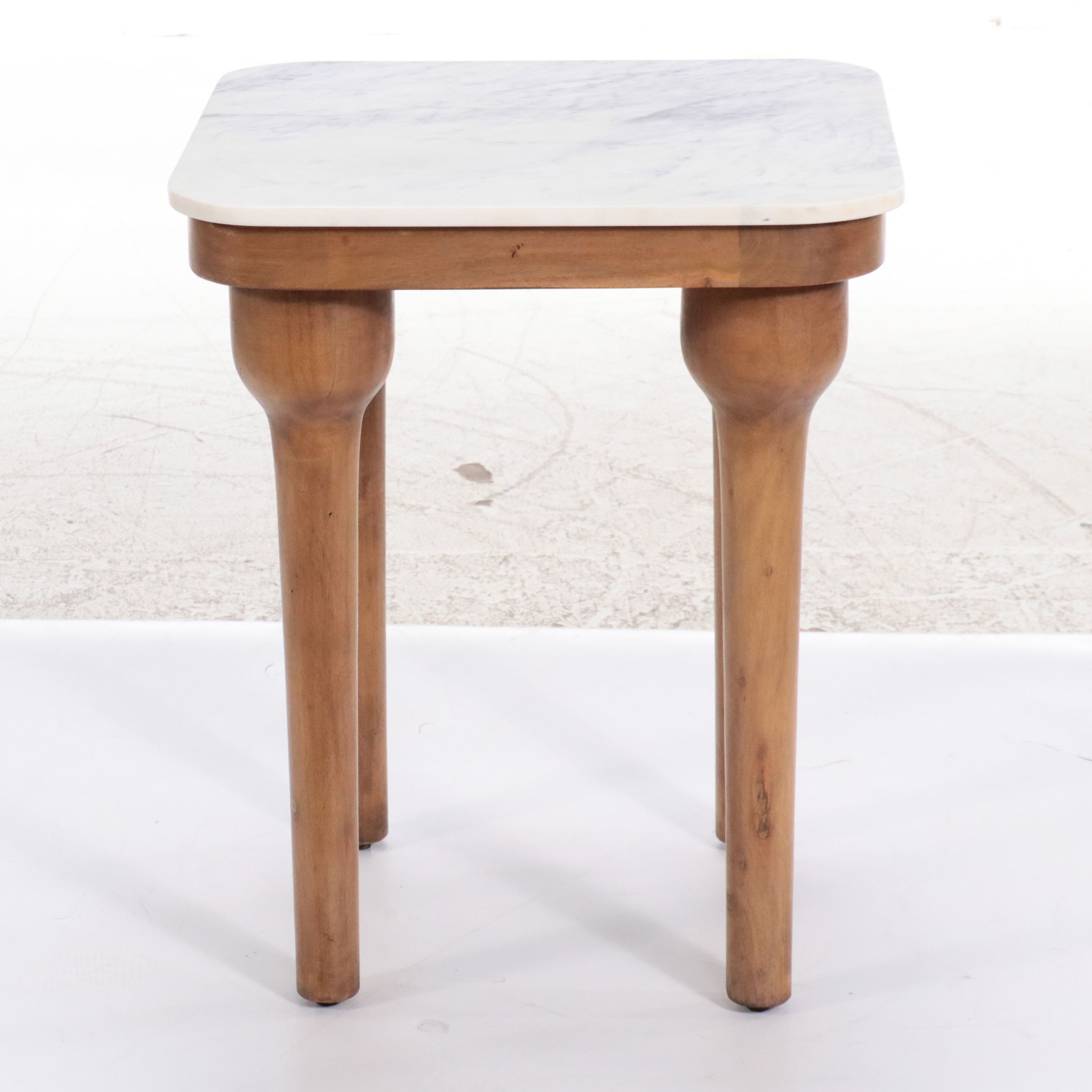 Matthew Izzo Mango Wood Side Table with Marble Top