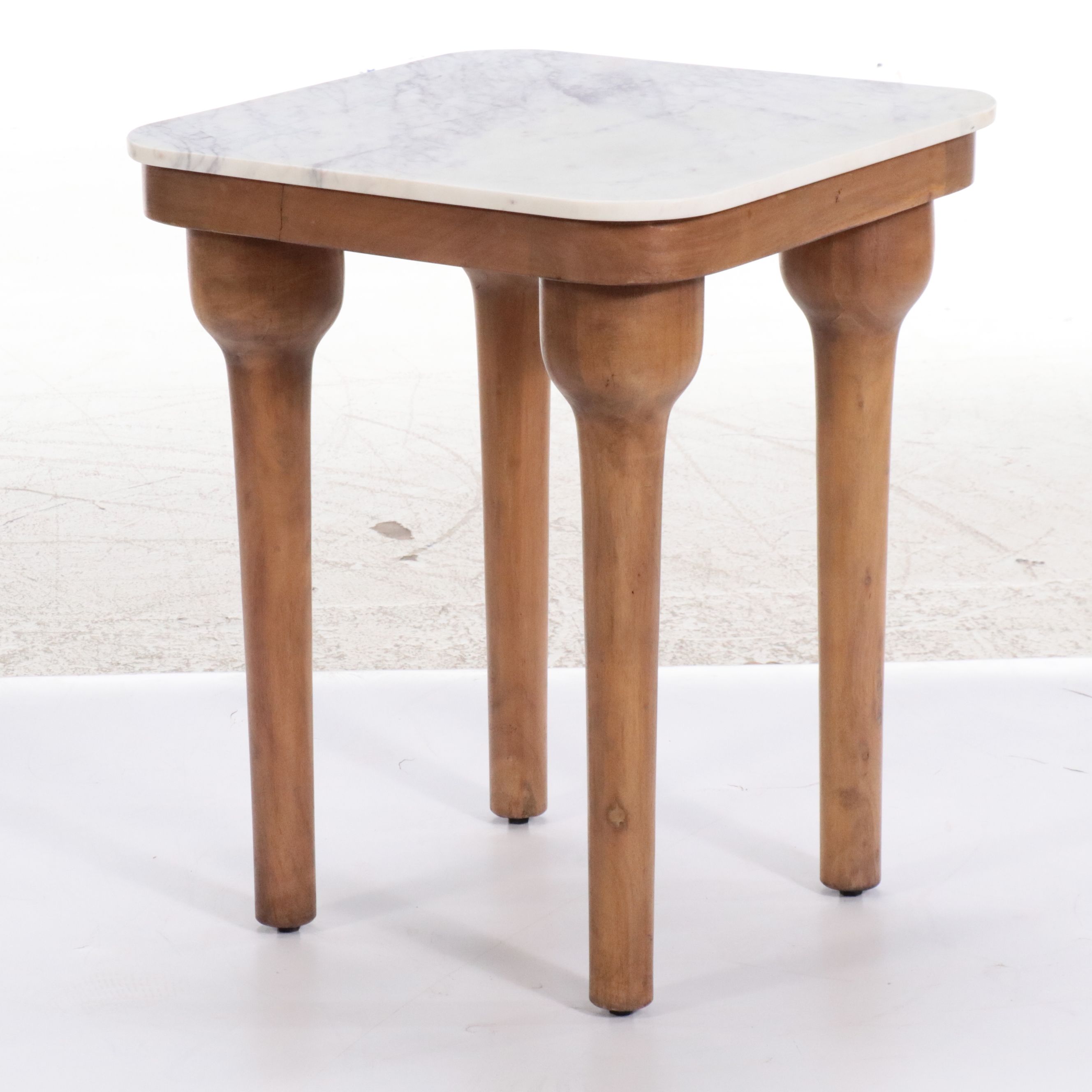 Matthew Izzo Mango Wood Side Table with Marble Top