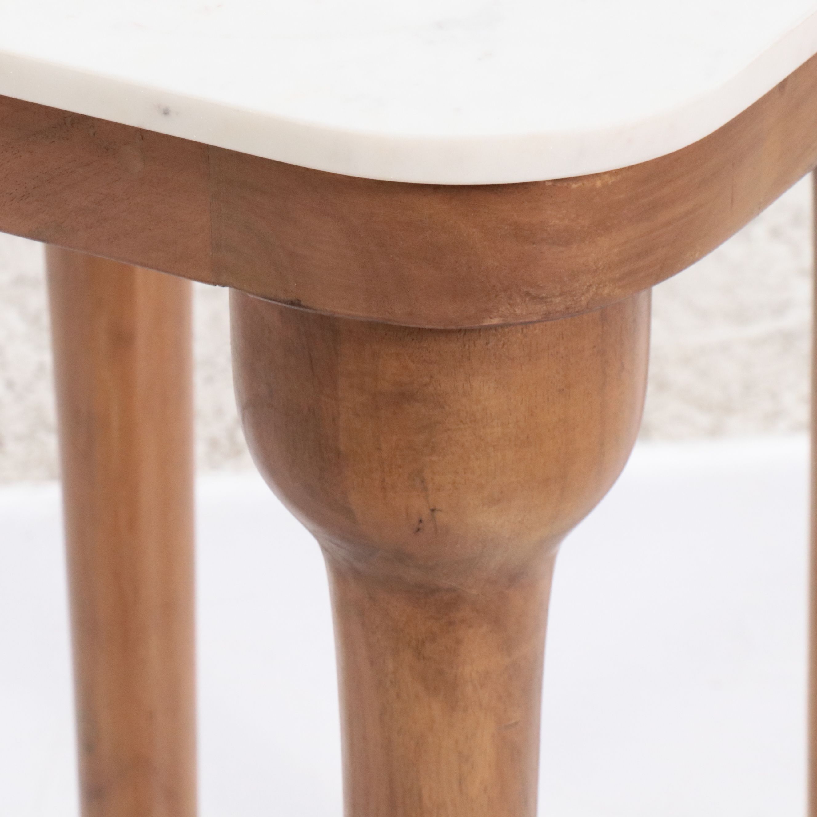 Matthew Izzo Mango Wood Side Table with Marble Top
