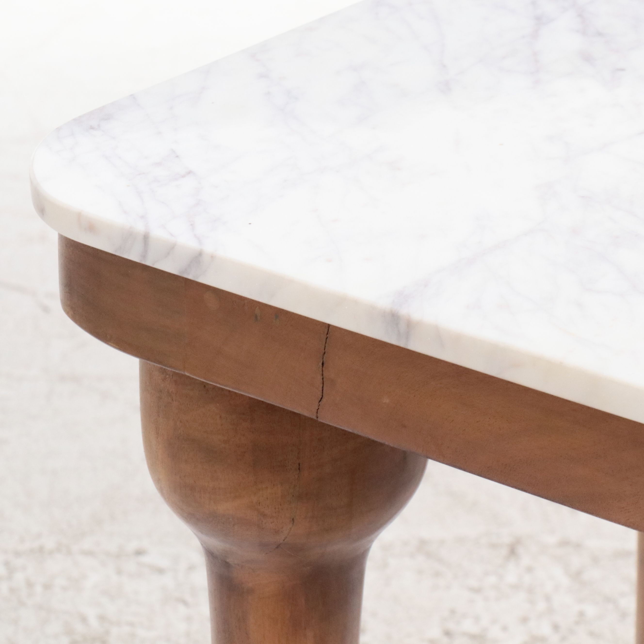 Matthew Izzo Mango Wood Side Table with Marble Top