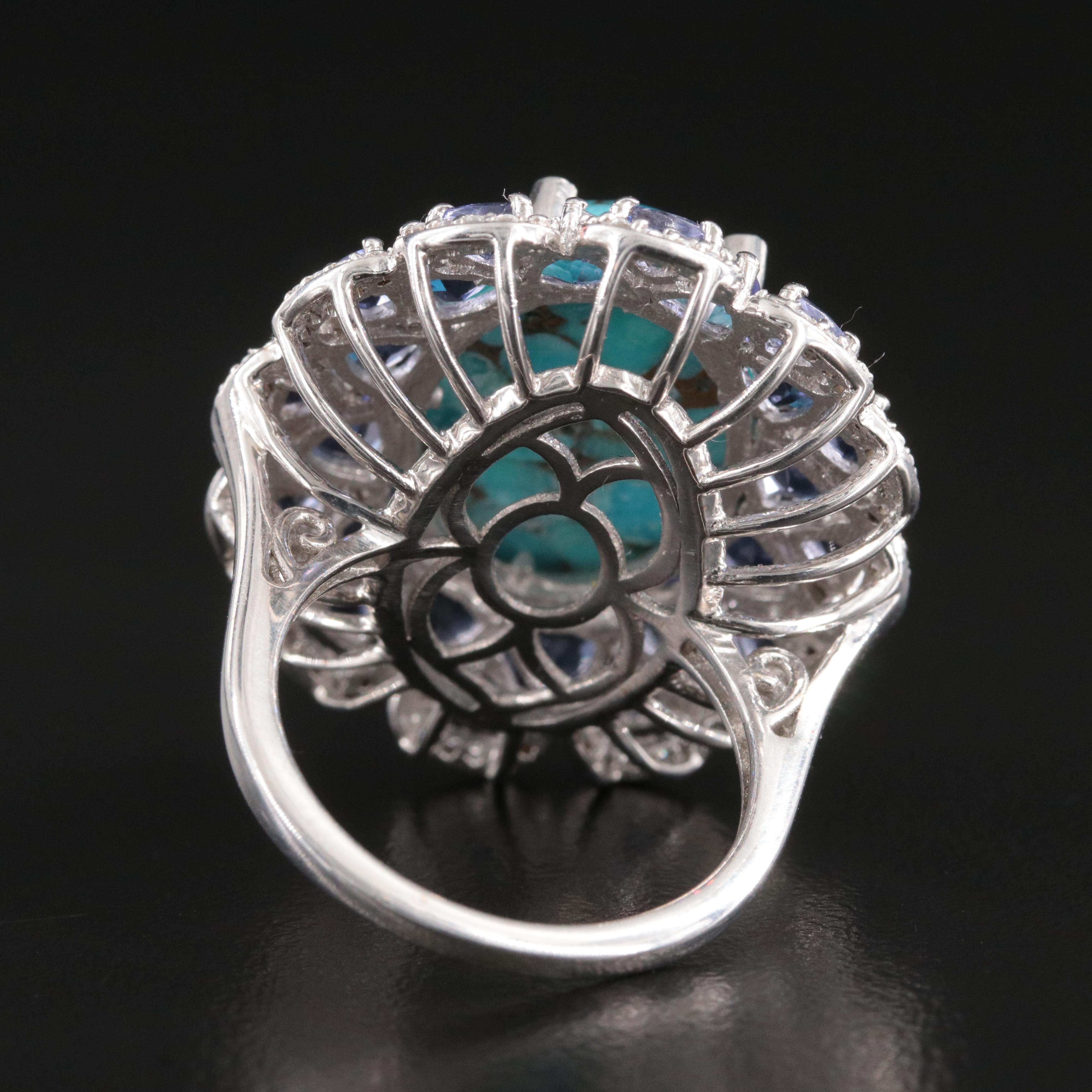 Sterling Turquoise, Iolite and Zircon Ring