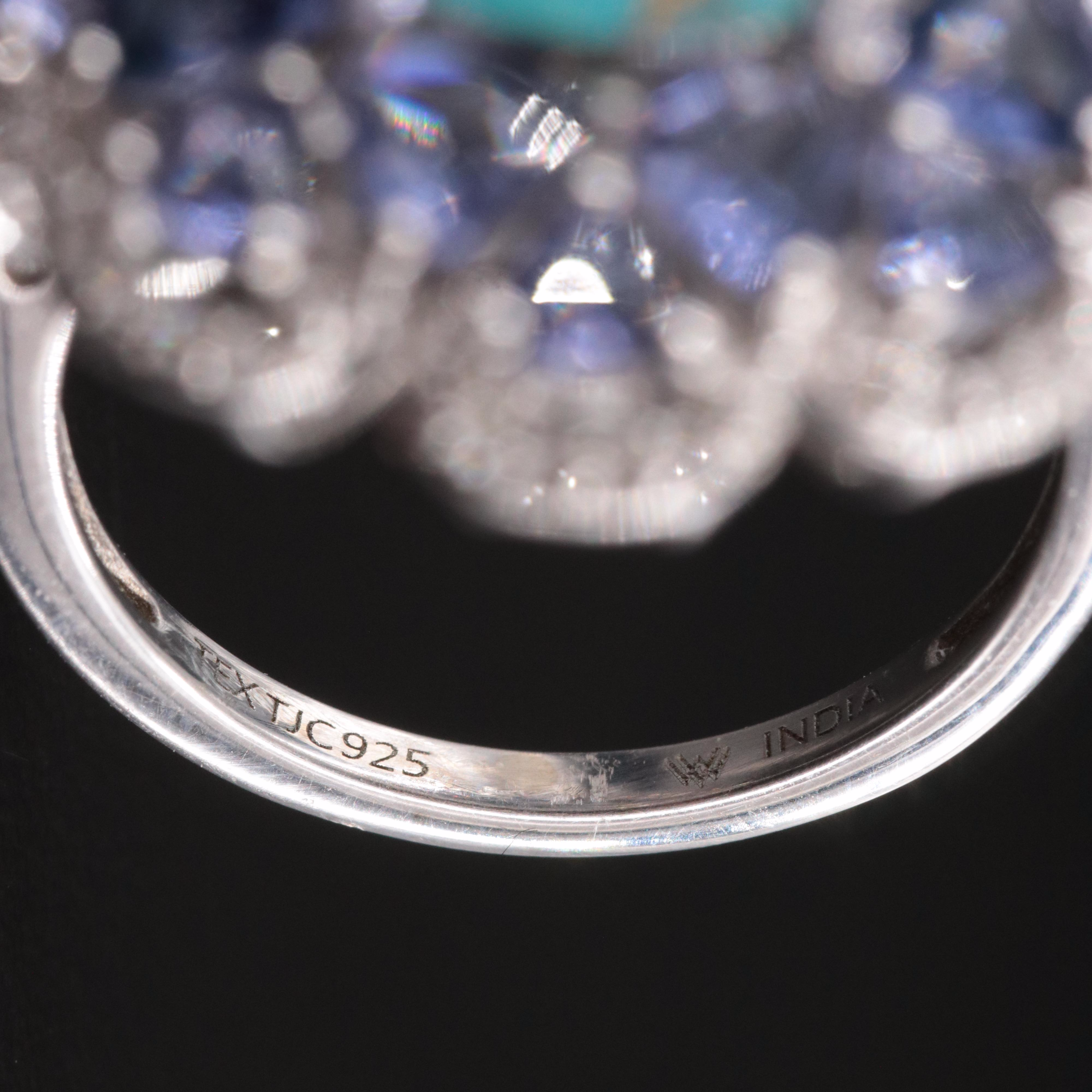 Sterling Turquoise, Iolite and Zircon Ring