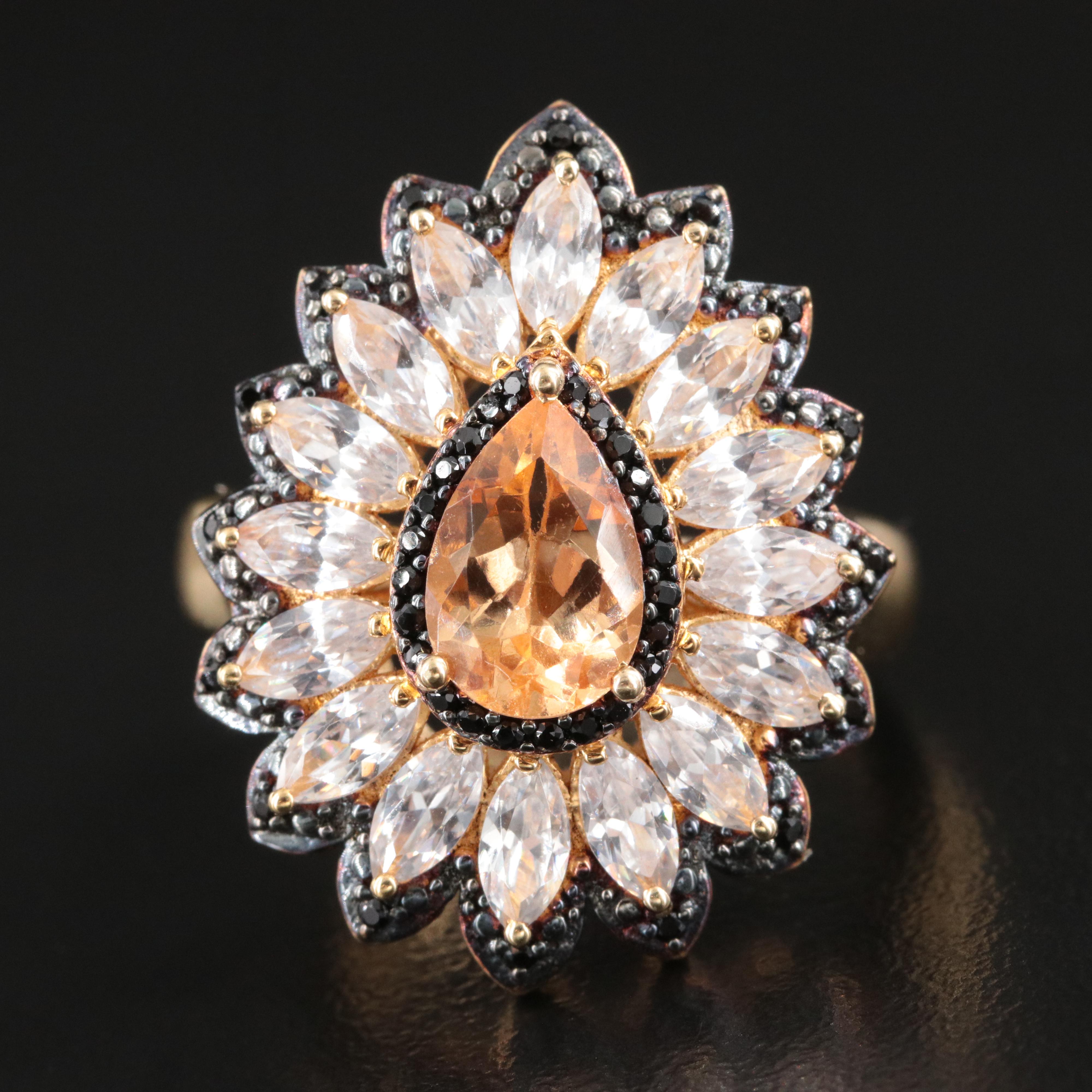 Sterling Morganite and CZ Ring