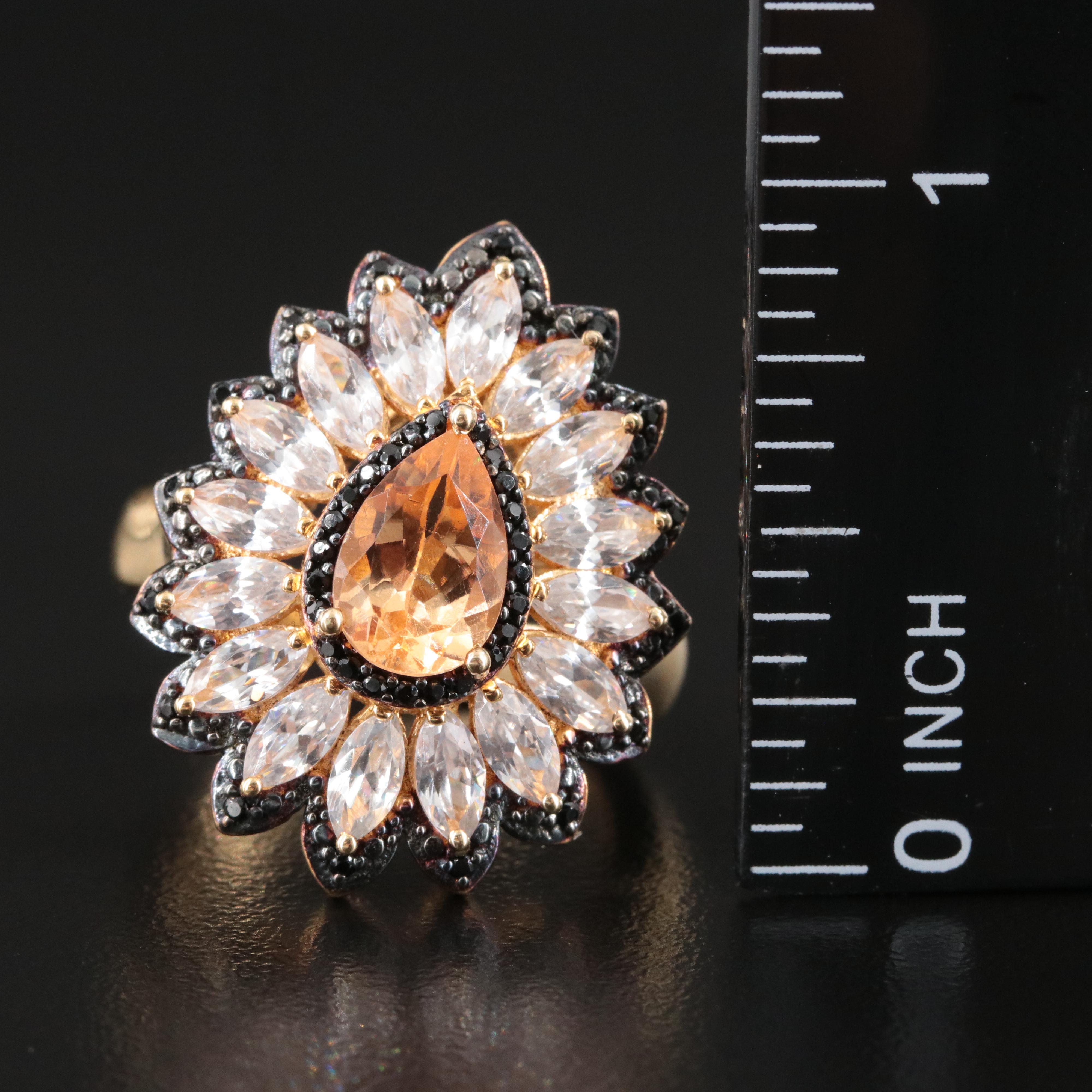Sterling Morganite and CZ Ring