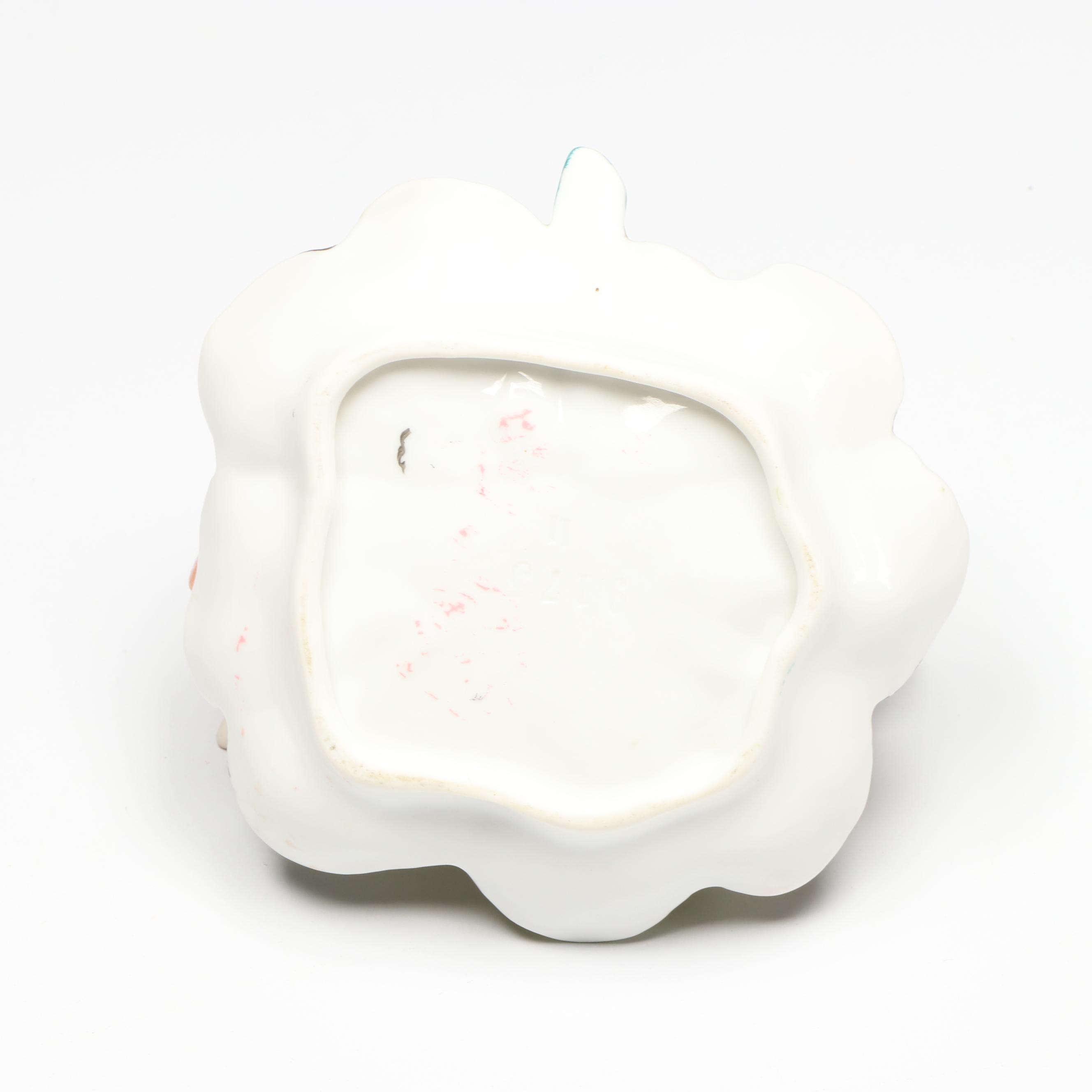 Vintage Ceramic Pig Cookie Jar with Porcelain Pig Dishes