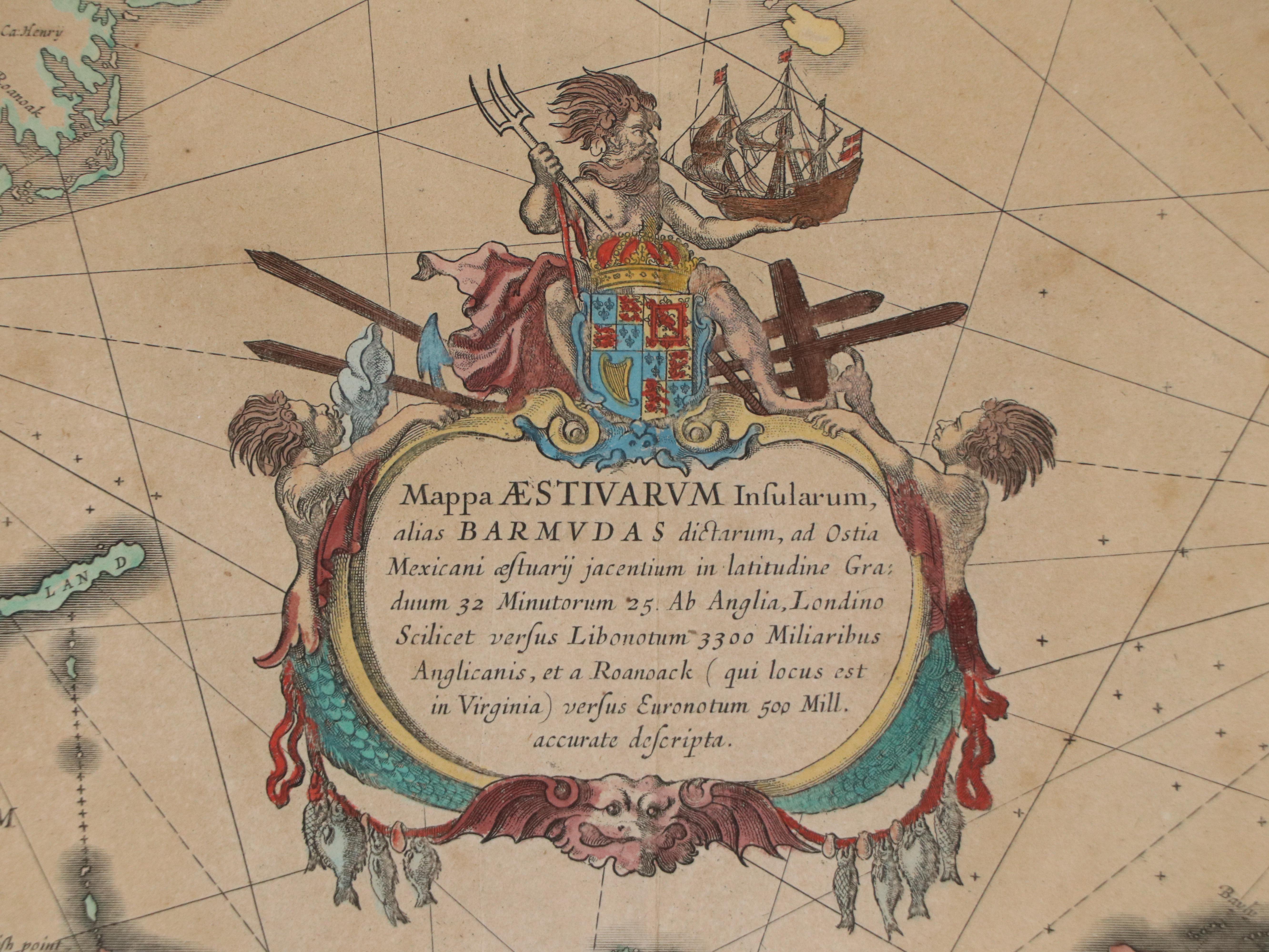 Willem Janzon Blaeu Hand-Colored Map Engraving "Mappa Æstivarum Insularum"