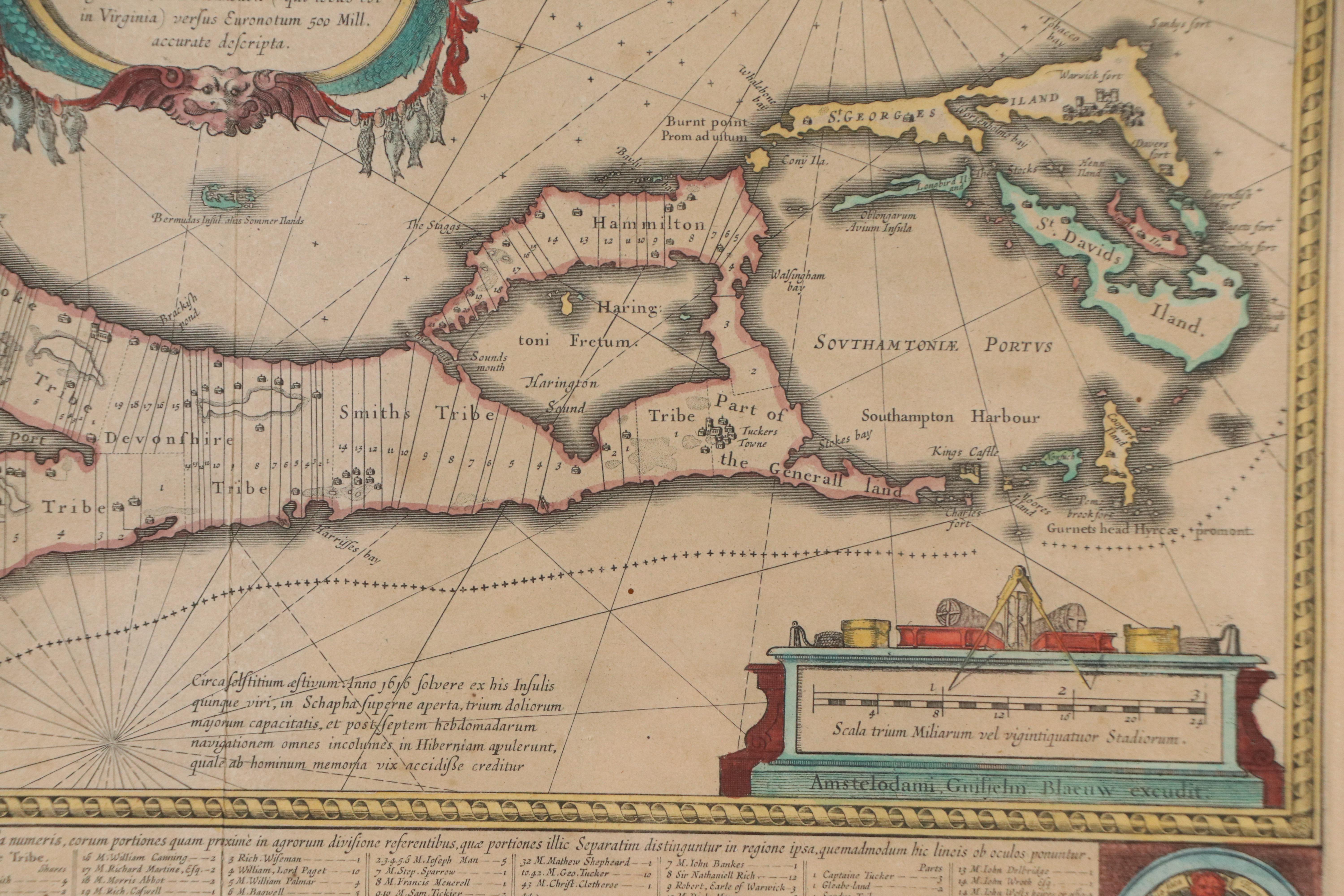 Willem Janzon Blaeu Hand-Colored Map Engraving "Mappa Æstivarum Insularum"