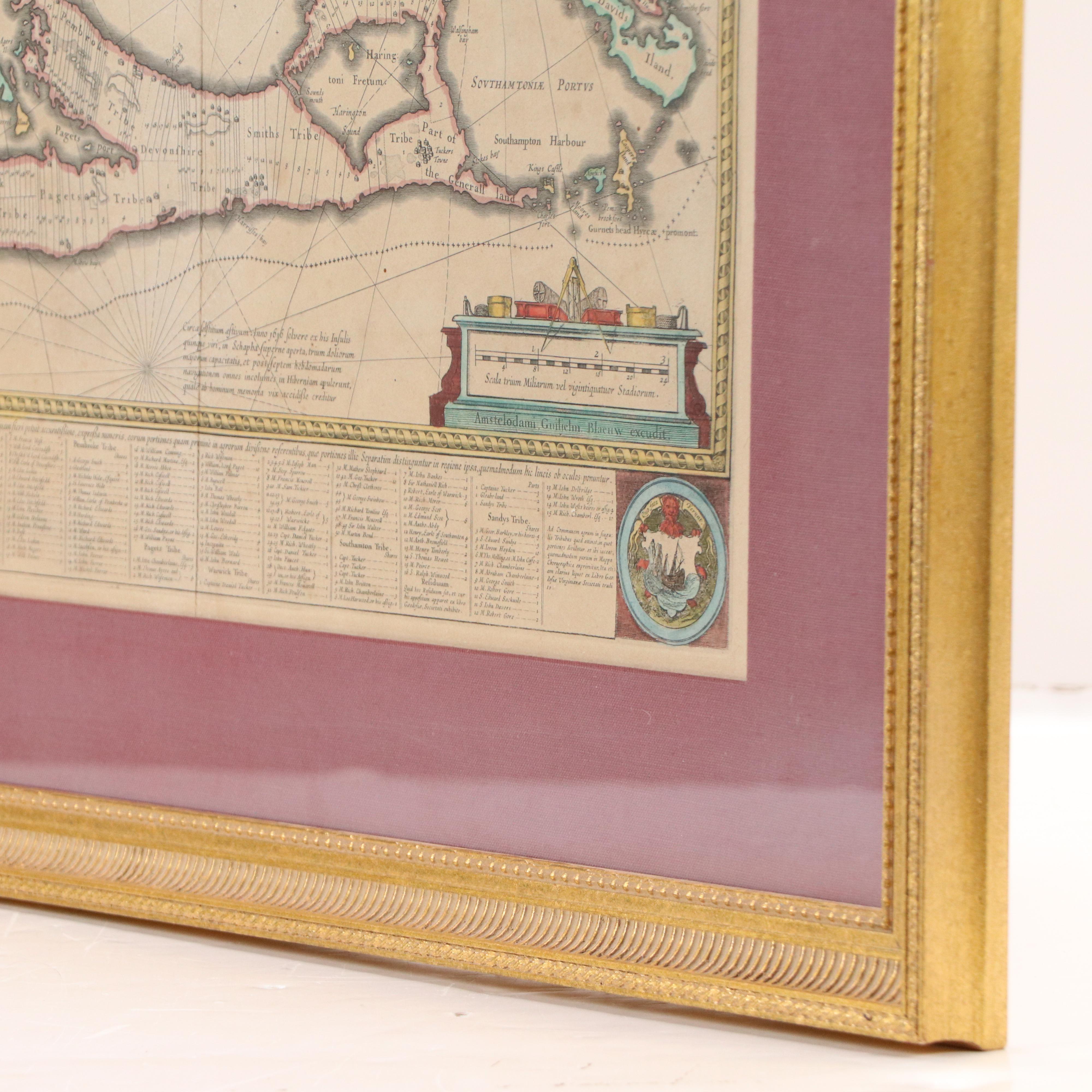 Willem Janzon Blaeu Hand-Colored Map Engraving "Mappa Æstivarum Insularum"