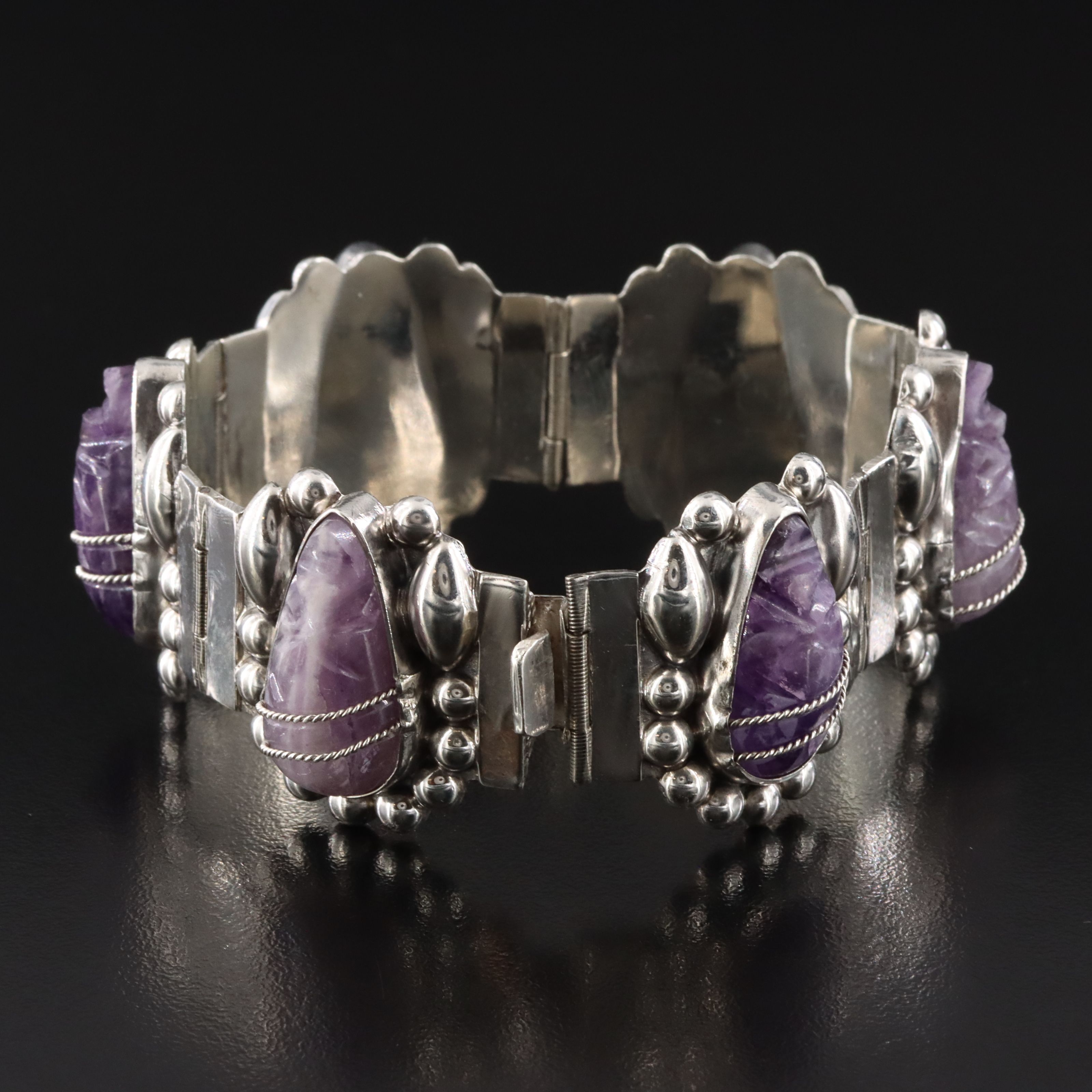Sterling Amethyst Panel Bracelet